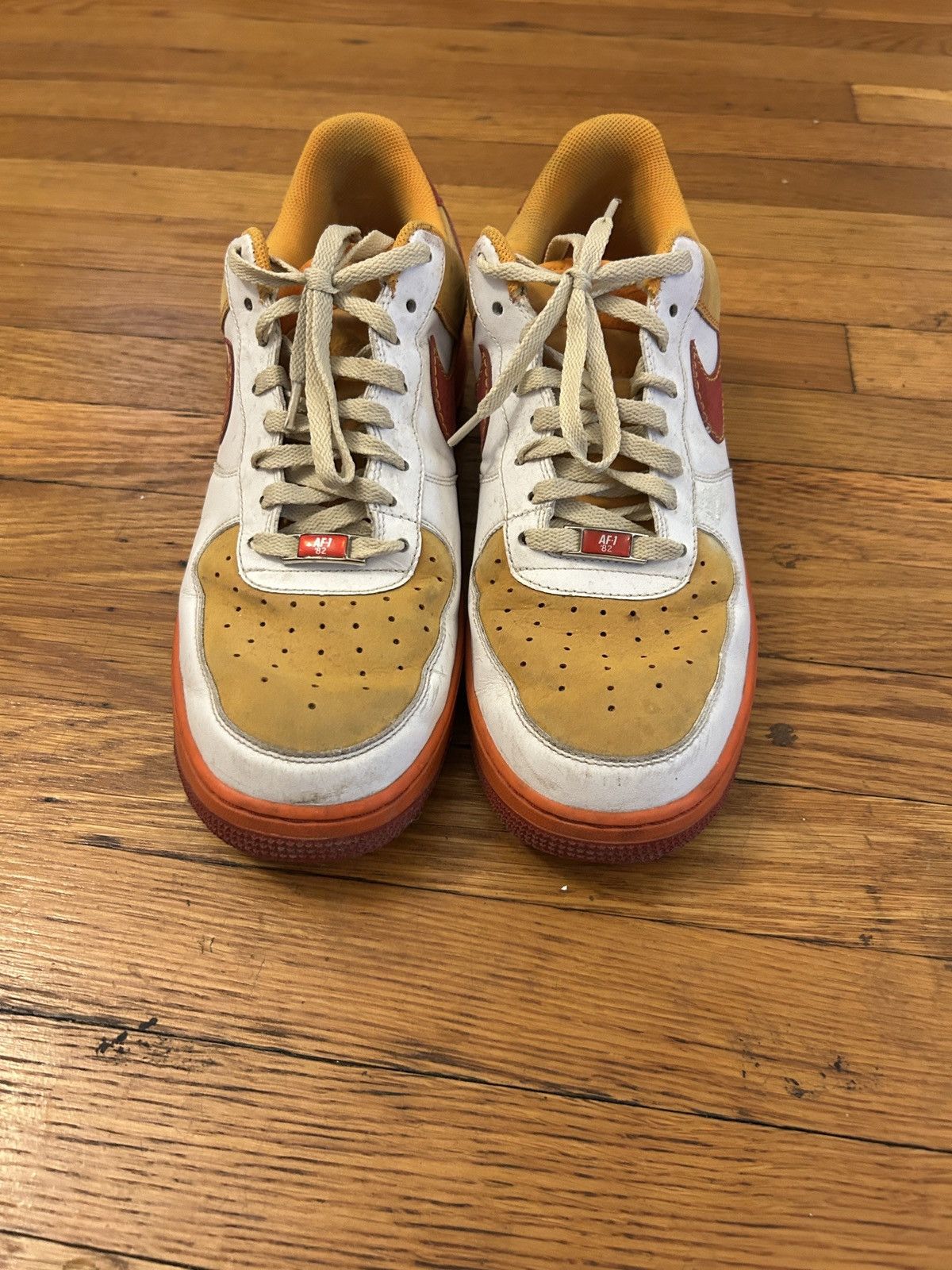 Nike Nike Air Force 1s orange/red/white/off white size 11 Size US 11 / EU 44 - 1 Thumbnail