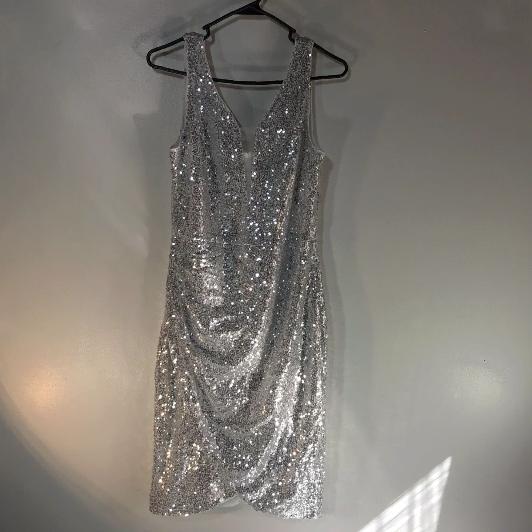 Vintage Grace Karin Silver Sequin Covered Low Cut Formal Dress Womens Size M Size M / US 6-8 / IT 42-44 - 2 Thumbnail