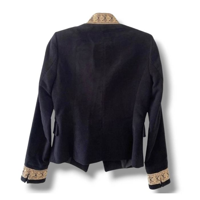 Zara ZARA BLACK VELVET MILITARY JACKET BLAZER EMBROIDERED Grailed
