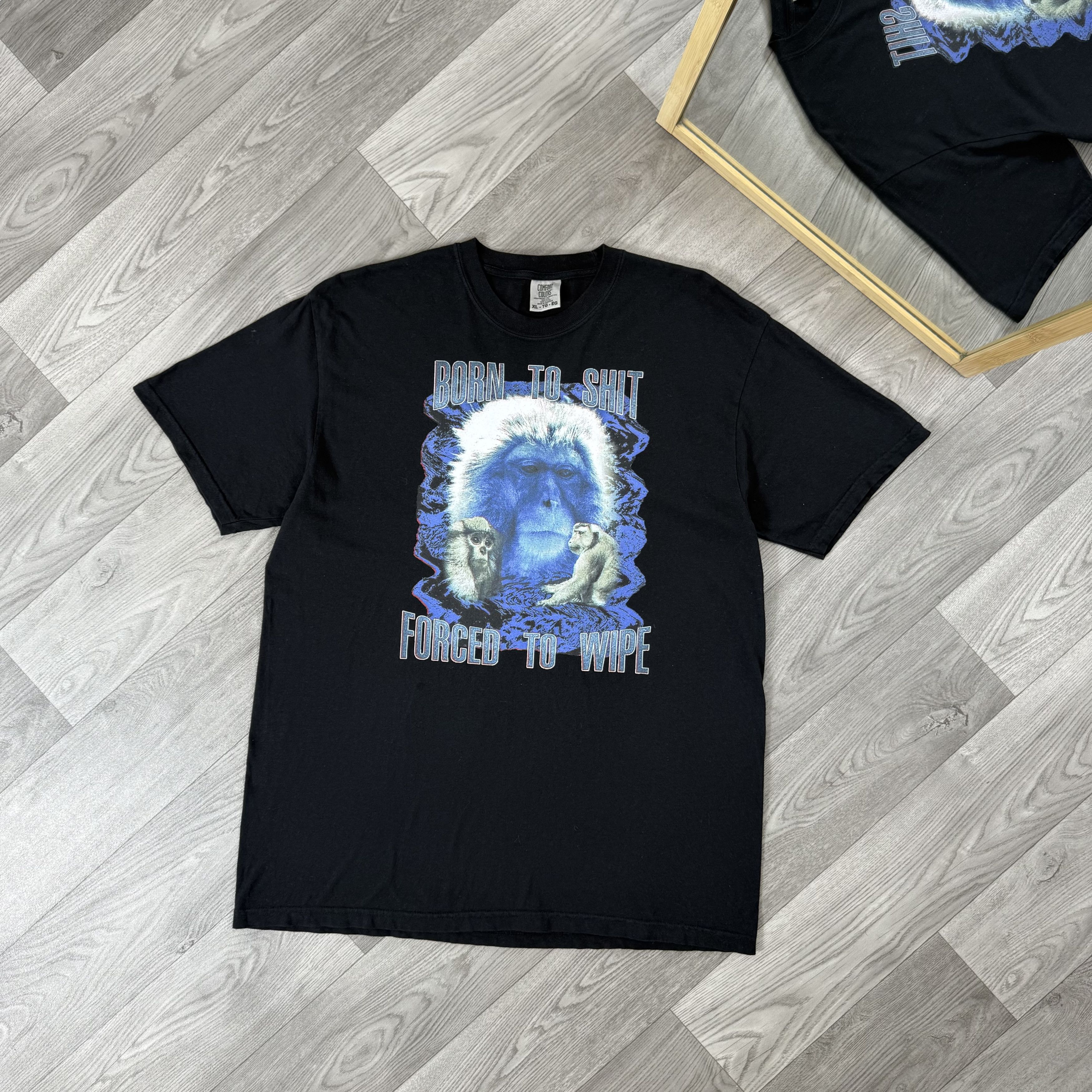 Vintage Vintage Born to Shit Forced to Wipe Humor Black Tee Shirt Size US XL / EU 56 / 4 - 1 Thumbnail