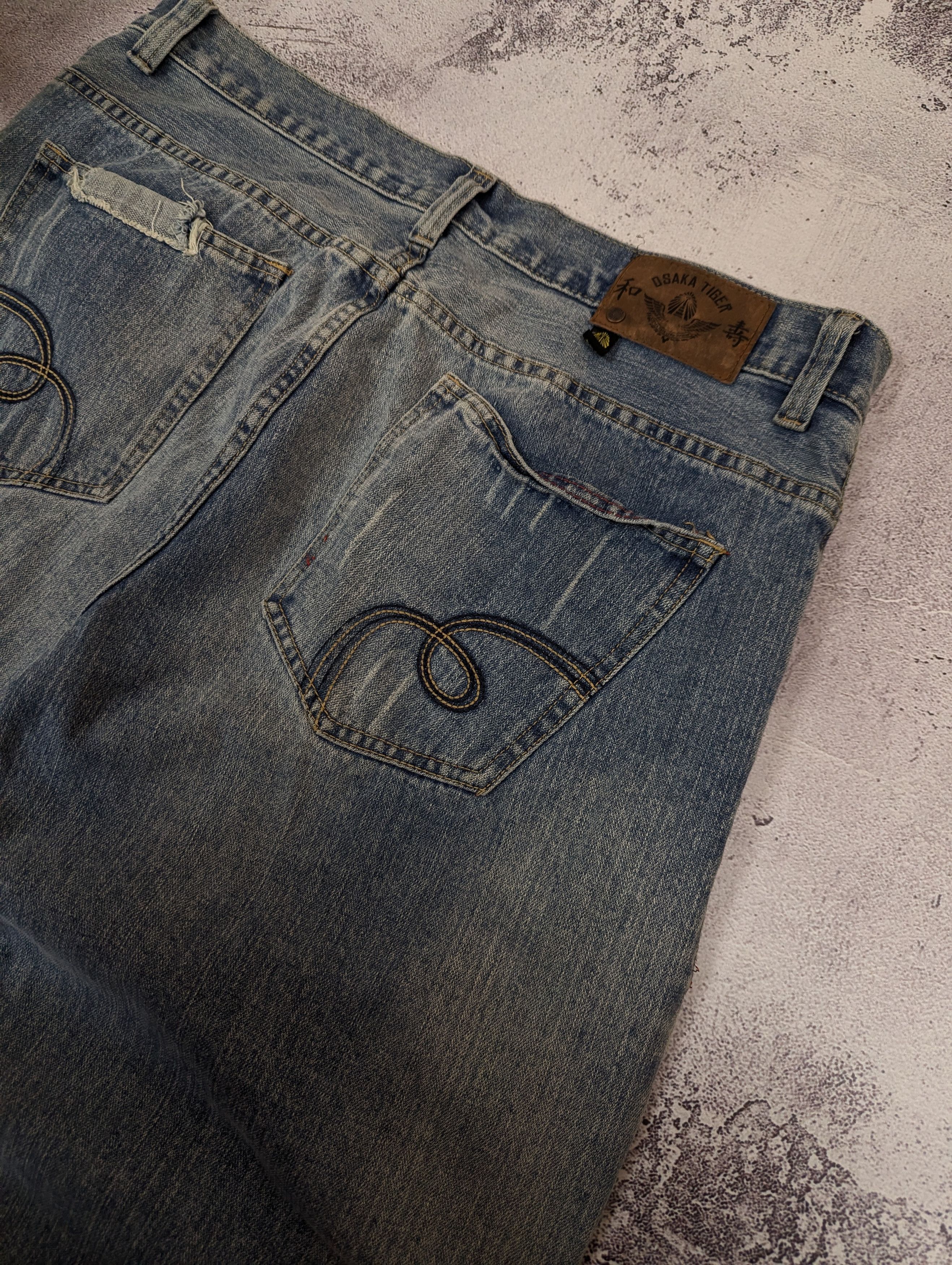Japanese Brand Osaka Tiger Japanese Distressed Light Blue Jeans Mens Sz 38R Size US 38 / EU 54 - 8 Thumbnail