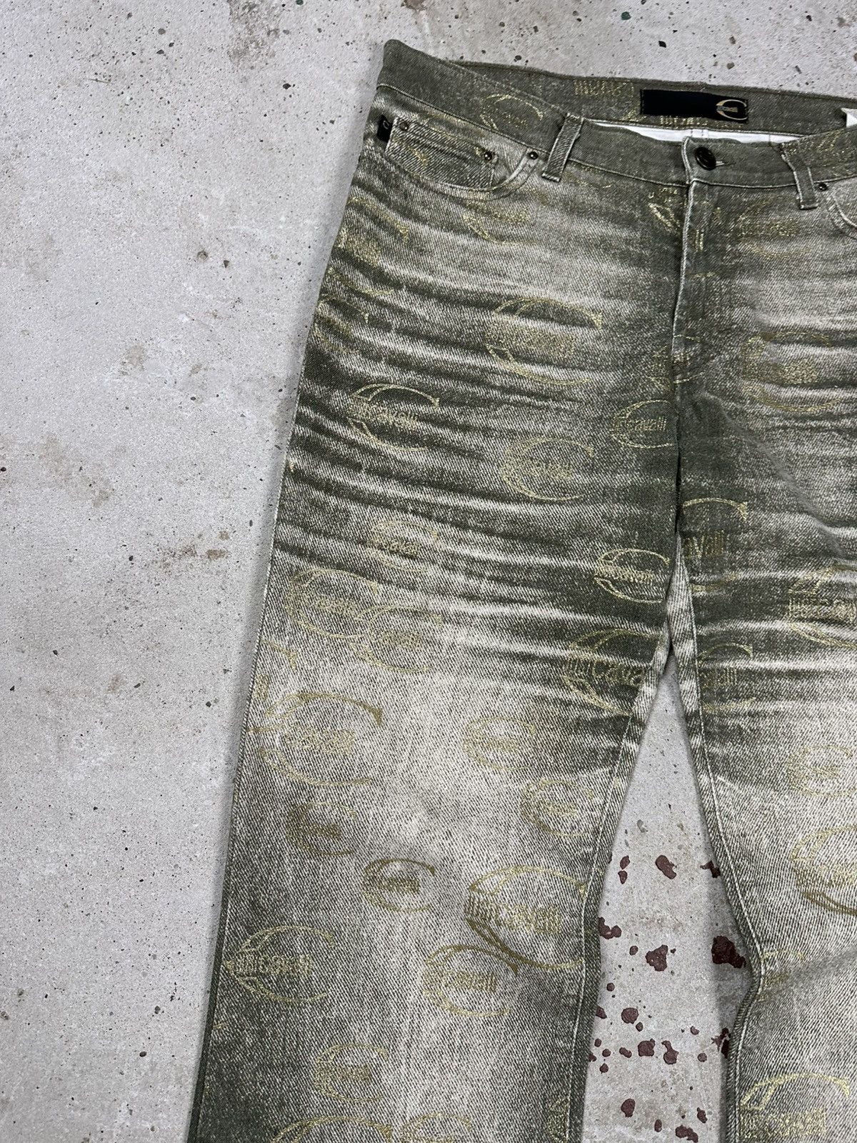 Just Cavalli Vintage 2000s Roberto Just Cavalli Monogram Flare Denim Pant Size 31" - 7 Thumbnail