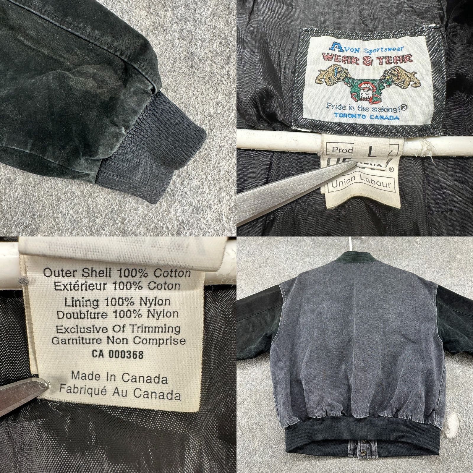 Vintage VINTAGE Avon Teamsters Jacket Mens L Black Denim Varsity 90s USA Leather Suede Logo Zip Snap Size US L / EU 52-54 / 3 - 8 Thumbnail