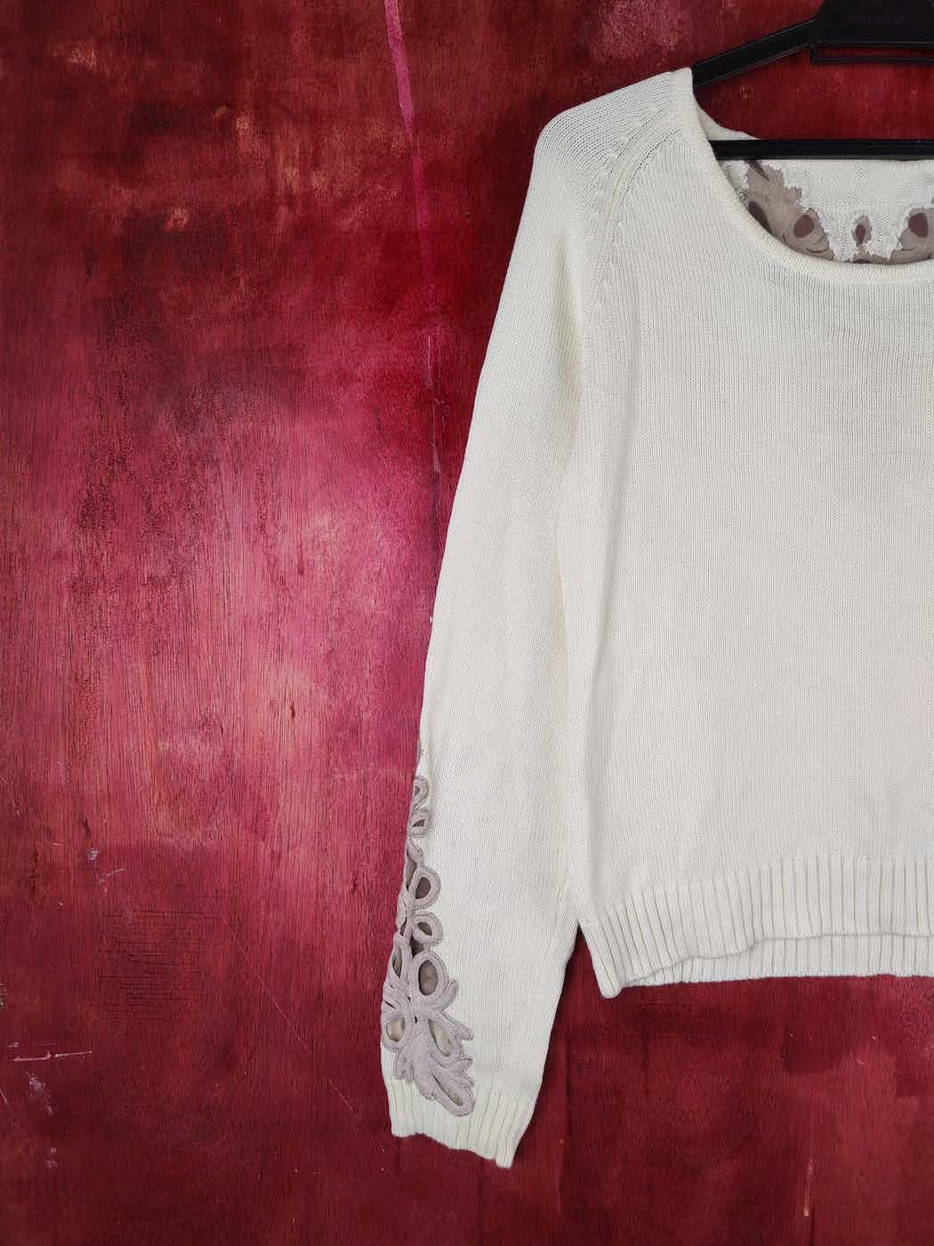 Japanese Brand Together Cream Knitwear art Sweatshirt #S1264 Size S / US 4 / IT 40 - 8 Thumbnail