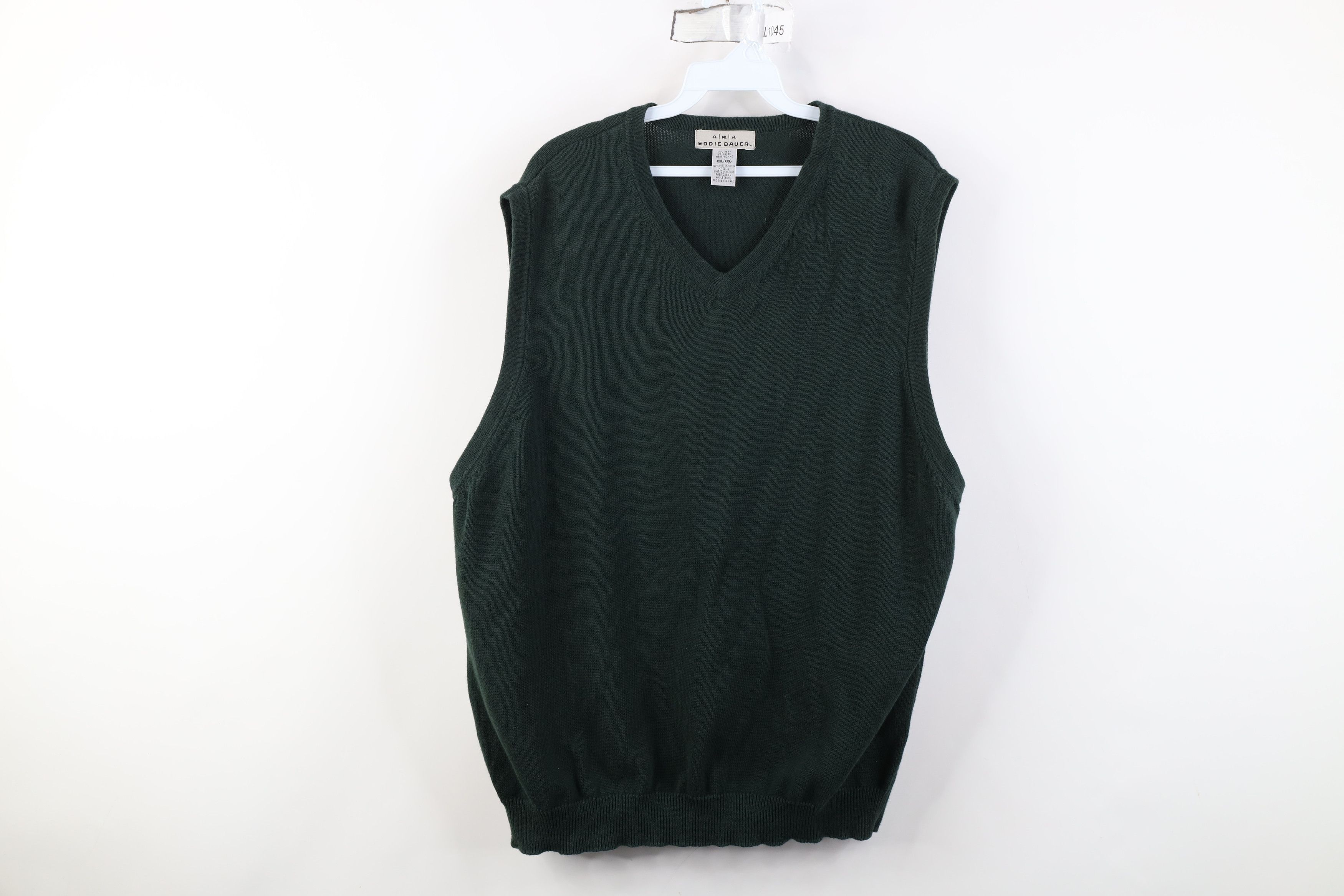 Vintage 90s Eddie Bauer Blank Cotton Knit Sweater Vest Green