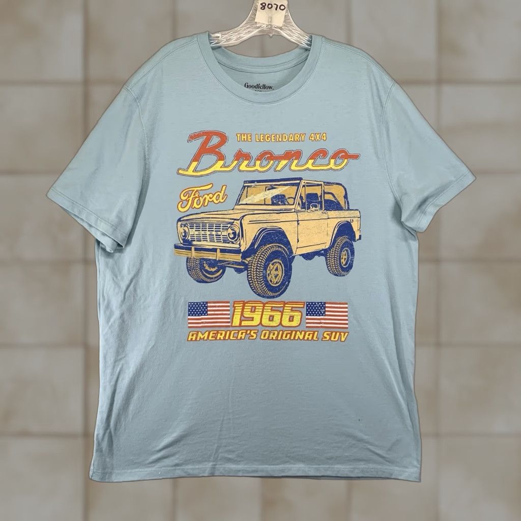 Ford Ford Bronco 1966 Offroad 4x4 Graphic T-Shirt Mens XL Blue Cotton Polyester Graphic Print Retro 1966 FORD BRONCO Shirts Men Size US XL / EU 56 / 4 - 1 Thumbnail