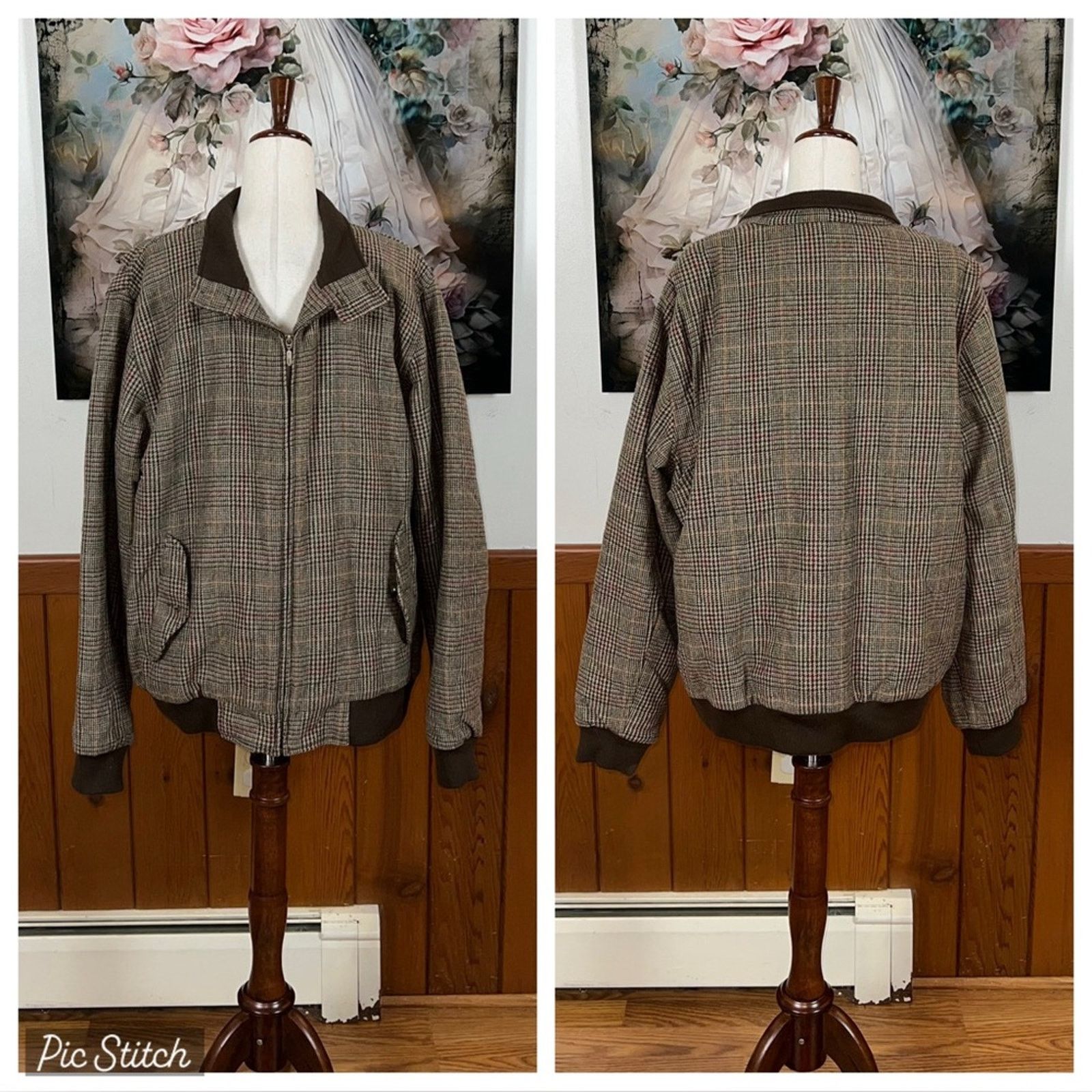 L.L. Bean Super Cool Vintage L.L. Bean Brown Plaid Wool Bomber Jacket! Size US L / EU 52-54 / 3 - 1 Thumbnail