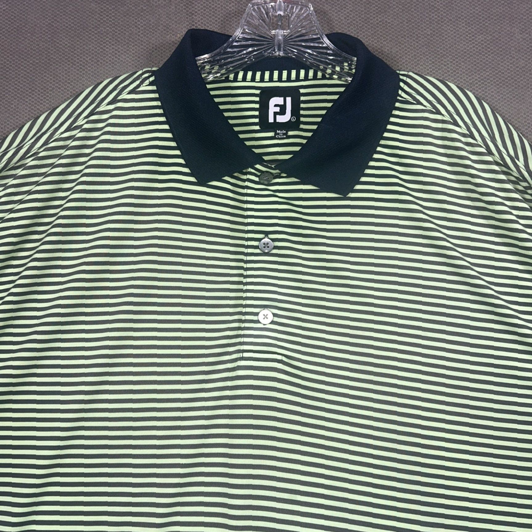 Footjoy FootJoy Polo Shirt Striped Golf Green Mens Large Shirt | FJ Performance Breathable Stretch All Seasons Short Sleeve Regular Size US L / EU 52-54 / 3 - 2 Thumbnail