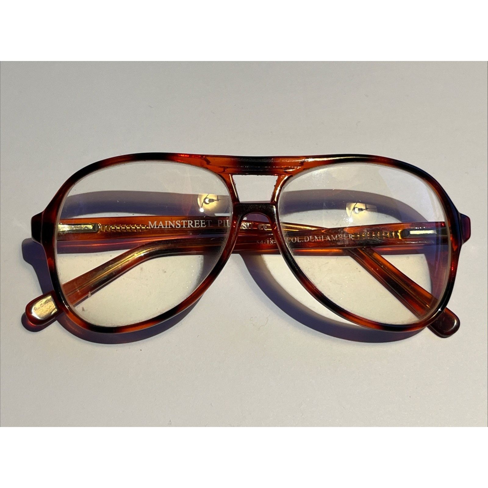 Other Mainstreet Pilot VTG Eyeglass Frames 54-18-145 Amber Aviator Size ONE SIZE - 5 Thumbnail
