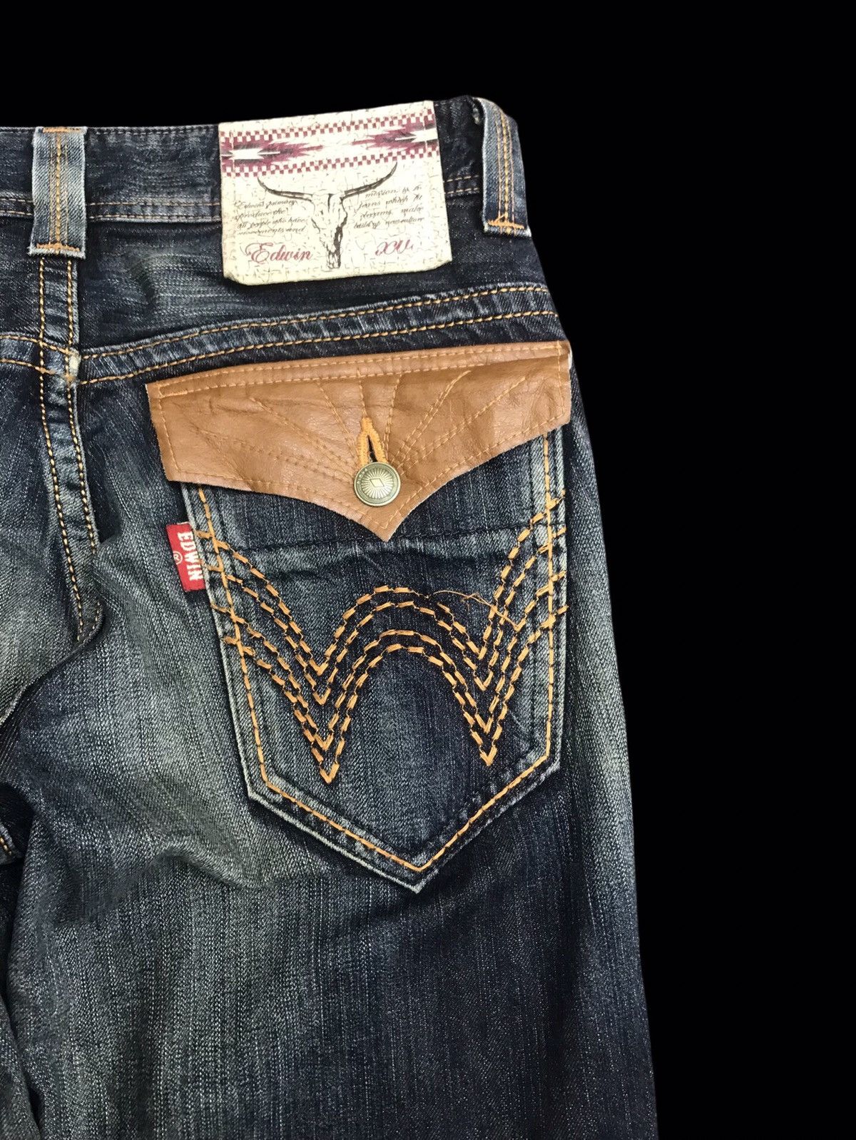 Edwin 💥FLARE💥SICK BUFFALO HEAD EDWIN FLARE DISTRESSED DENIM F203 Size US 33 - 9 Thumbnail