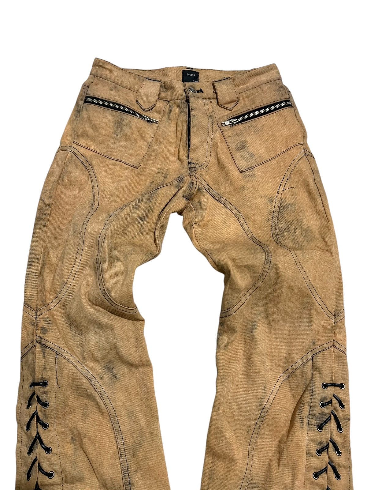 If Six Was Nine × Japanese Brand × Le Grande Bleu (L.G.B.) Grosso japanese distressed laces up flared denim pants Size US 28 / EU 44 - 4 Thumbnail