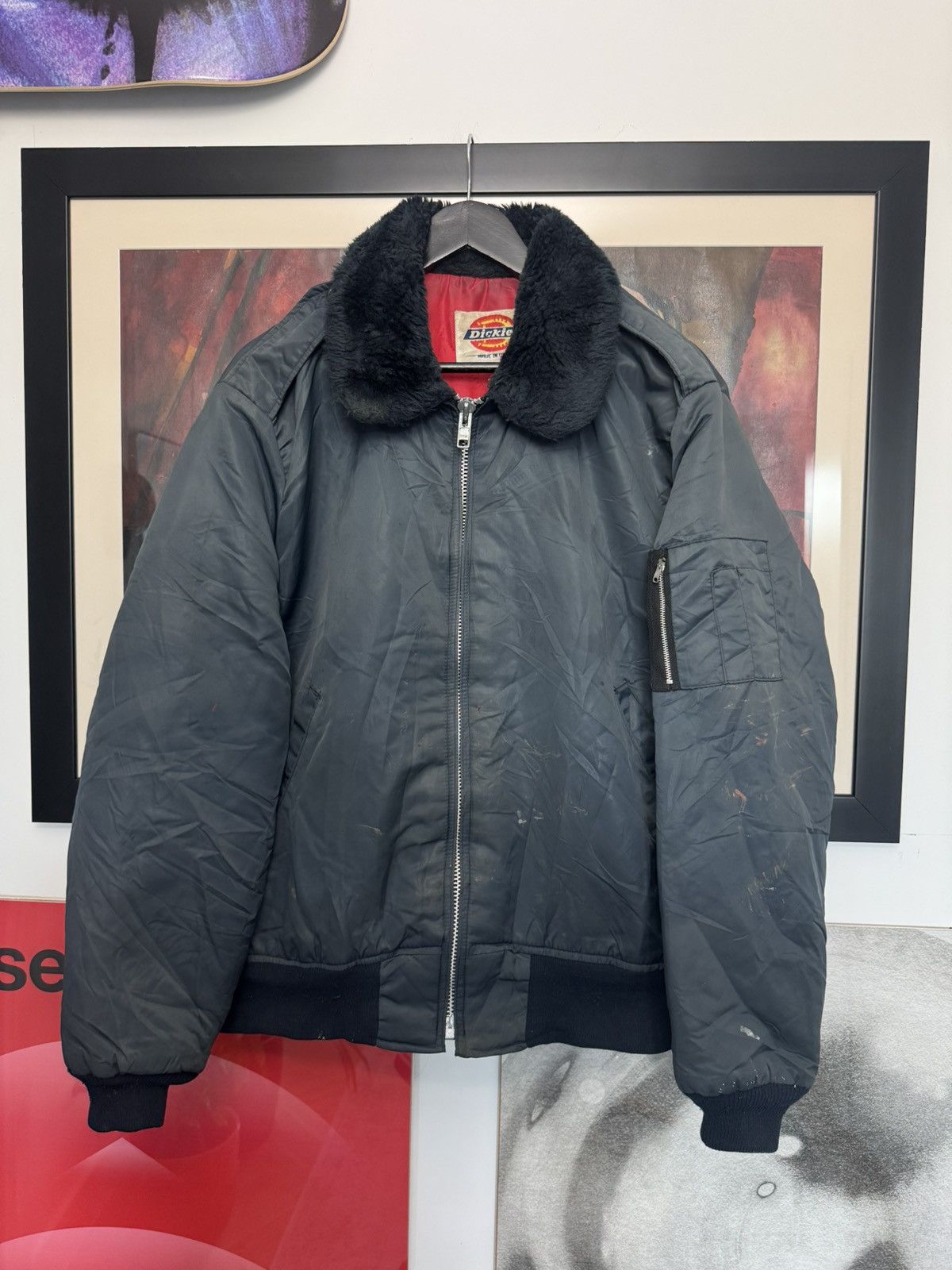 Dickies Ma1 Flyer Vintage Nylon Dickies Bomber Jacket Distressed Size US L / EU 52-54 / 3 - 1 Thumbnail