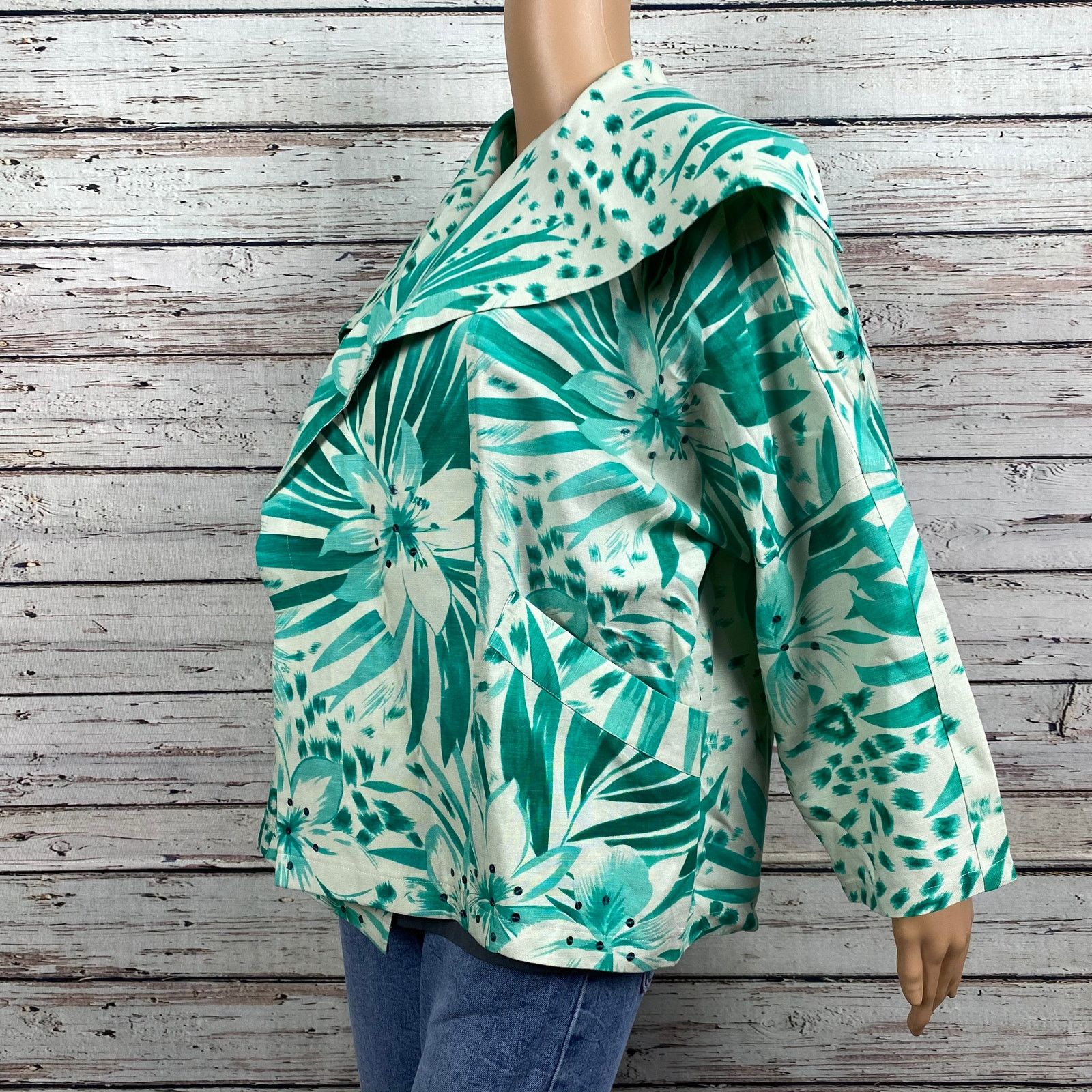 Other Della Reese Green Botanical Open Front Jacket Blazer Small Size S / US 4 / IT 40 - 7 Thumbnail