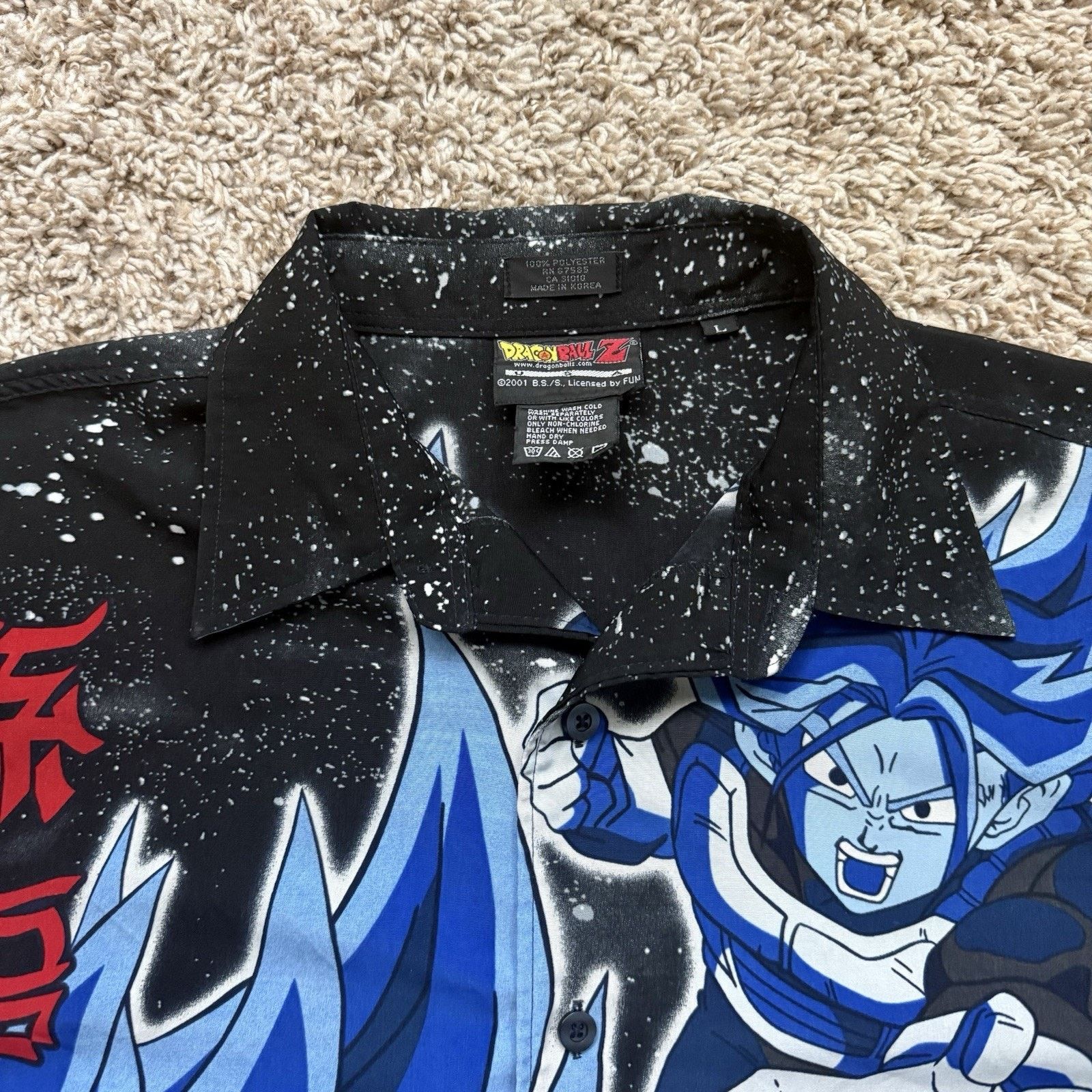 Vintage Vintage 2001 Dragon Ball Z Goku Super Saiyan Button Up Shirt Size US XL / EU 56 / 4 - 3 Thumbnail