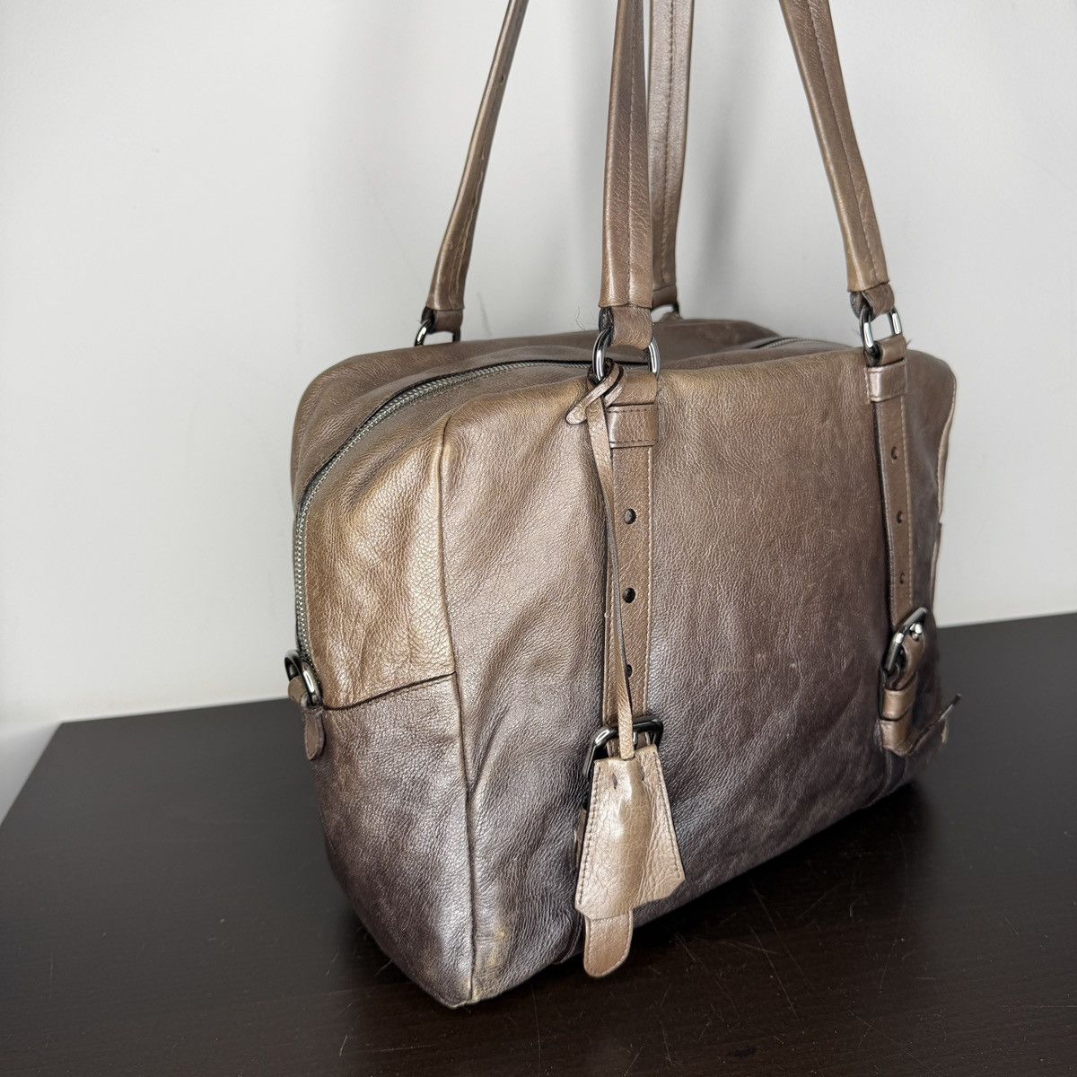 Prada Prada Milano Shoulder Handle Bag Brown Leather with Padlock Size ONE SIZE - 5 Thumbnail