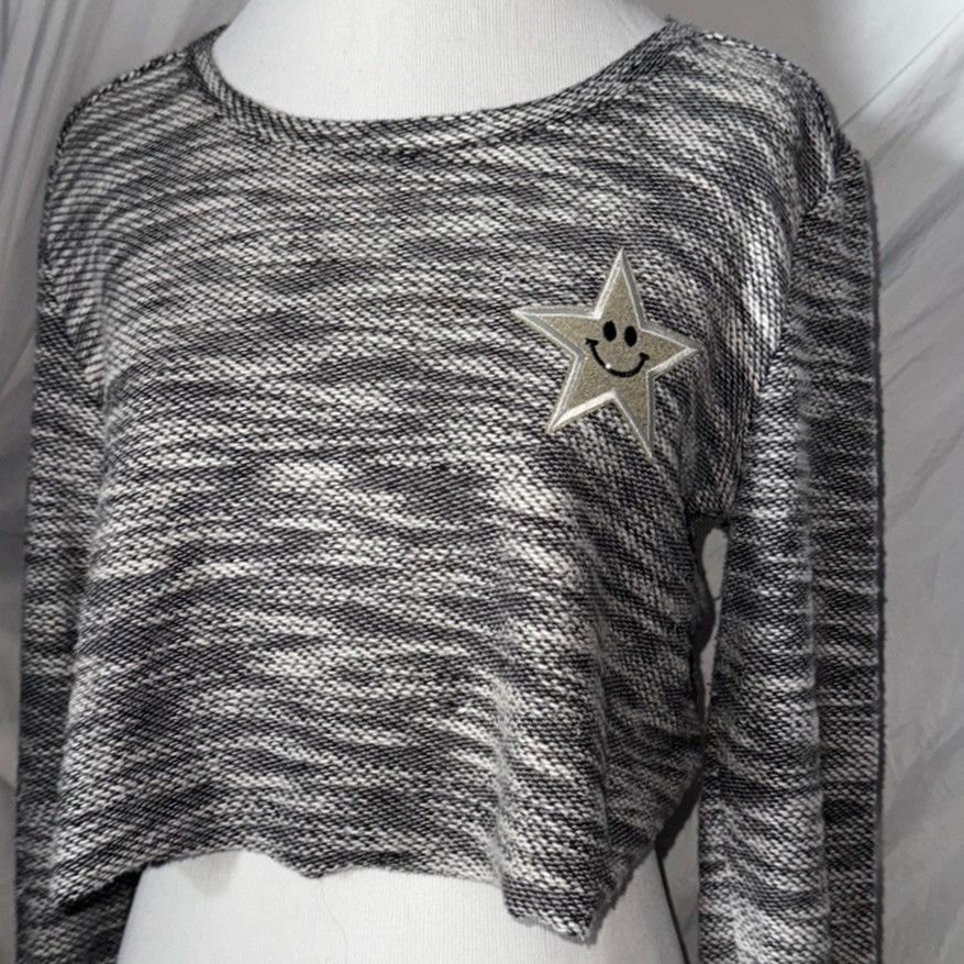 Merona Retro, Monochrome, Patchwork, Raw Hem Cropped Knit Sweater Size M / US 6-8 / IT 42-44 - 3 Thumbnail