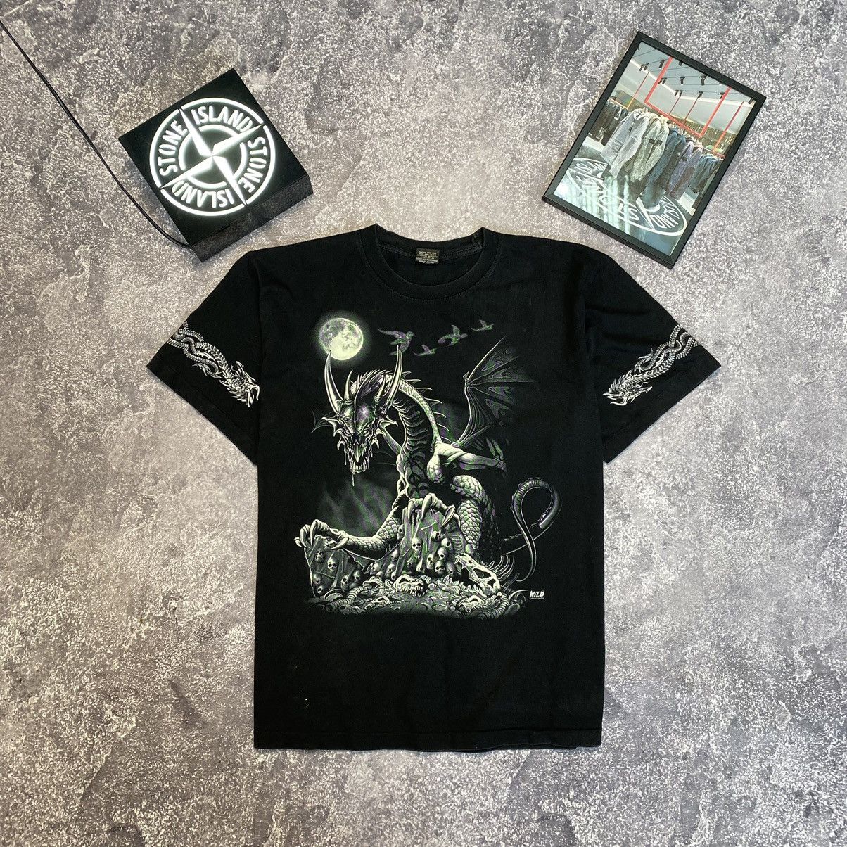 Vintage Vintage Dragon Overprinted Graphic logo Single stitch tee Size US XL / EU 56 / 4 - 1 Thumbnail