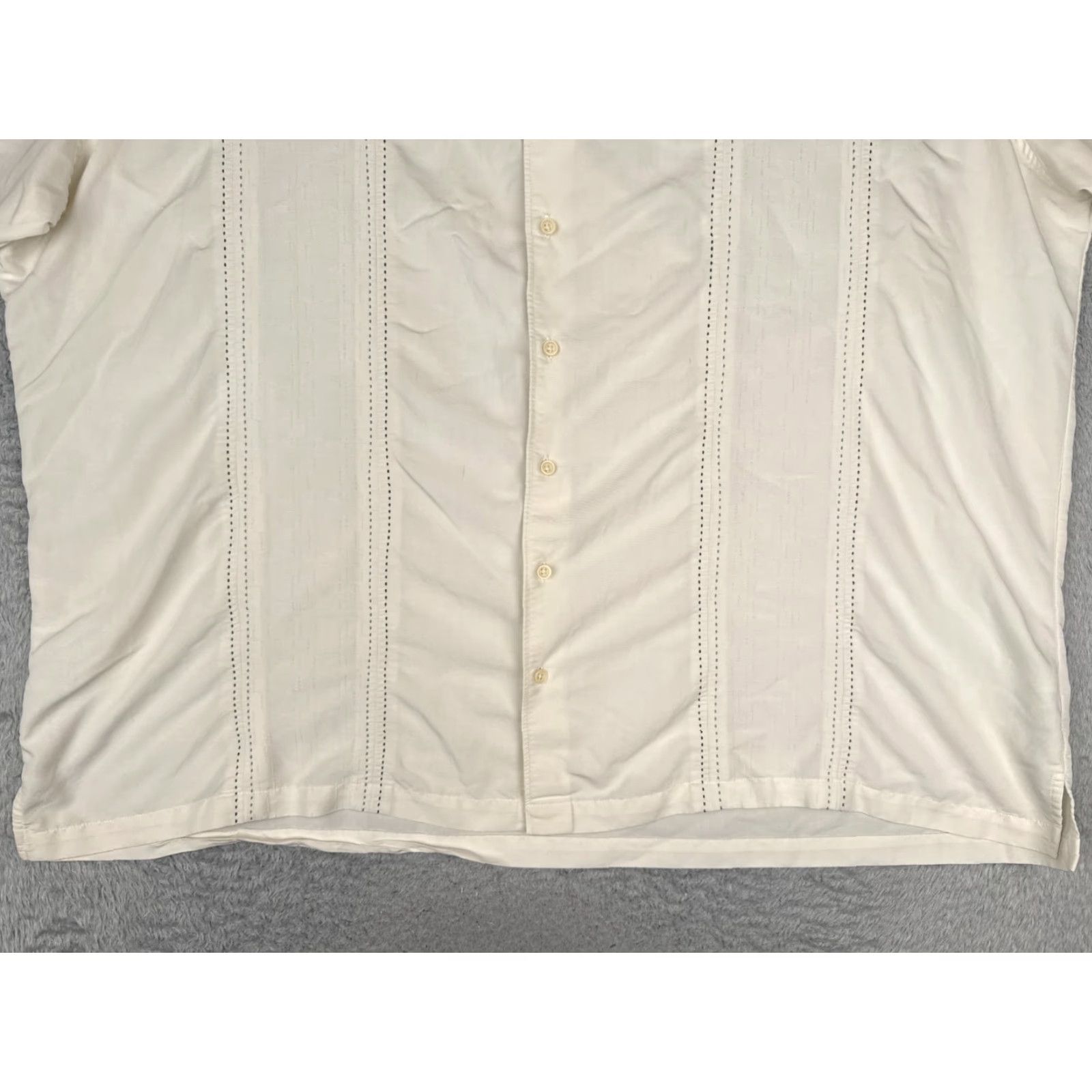 Vintage Sobrino Shirt Mens Button-Up Short Sleeve Ivory Rayon Poly Blend 4XLT Big & Tall Size US XXL / EU 58 / 5 - 5 Thumbnail