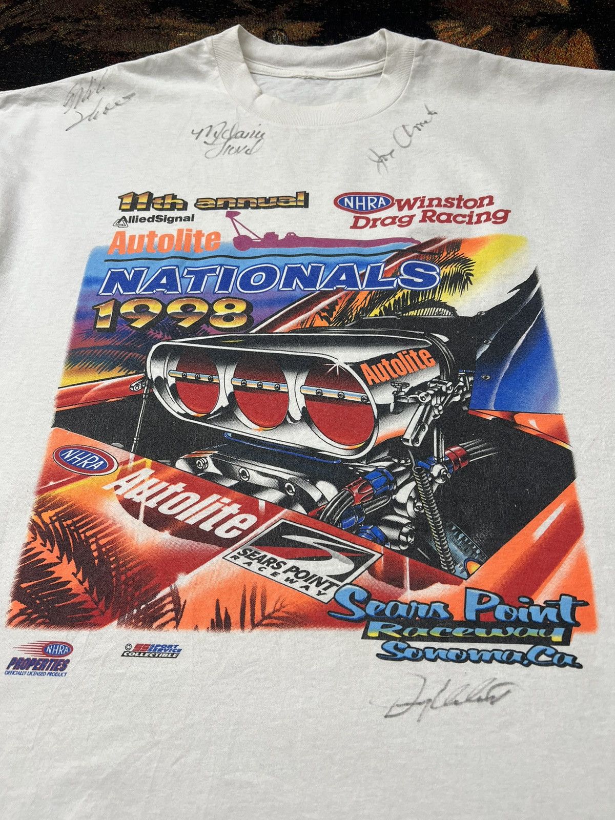Vintage Vintage '98 NHRA Drivers Signed Tee Size US XXL / EU 58 / 5 - 1 Thumbnail