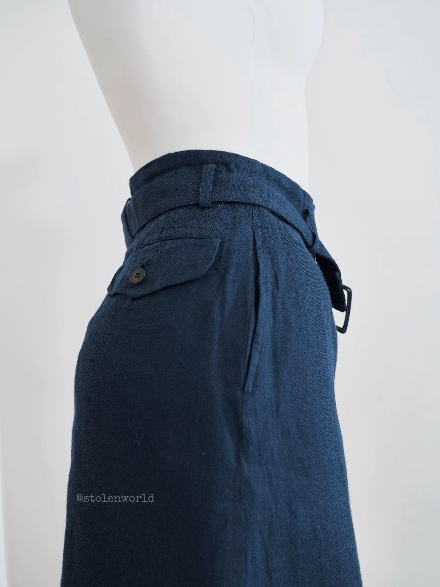 Comme des Garcons CDG 90s Tricot Deep Blue Linen Wrap Skirt S Size 26" / US 2 / IT 38 - 9 Thumbnail