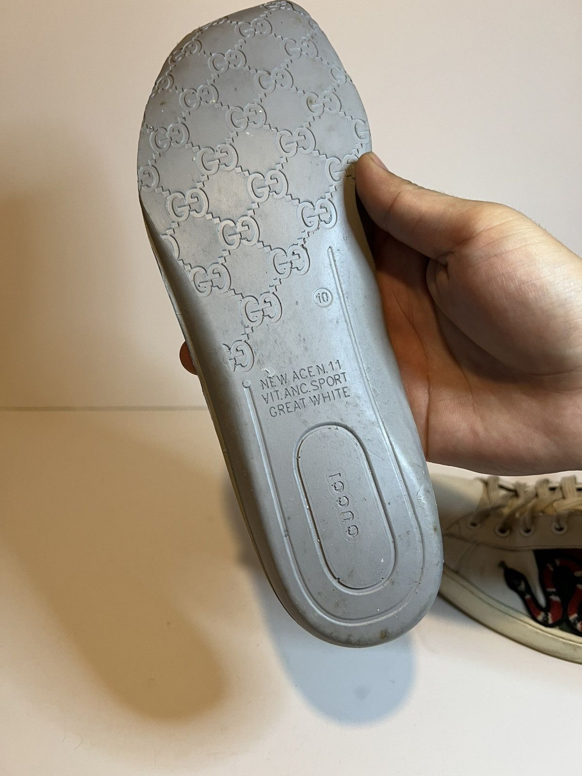 Gucci Gucci Ace leather sneakers signature embroidered Kingsnake Size US 12 / EU 45 - 10 Thumbnail