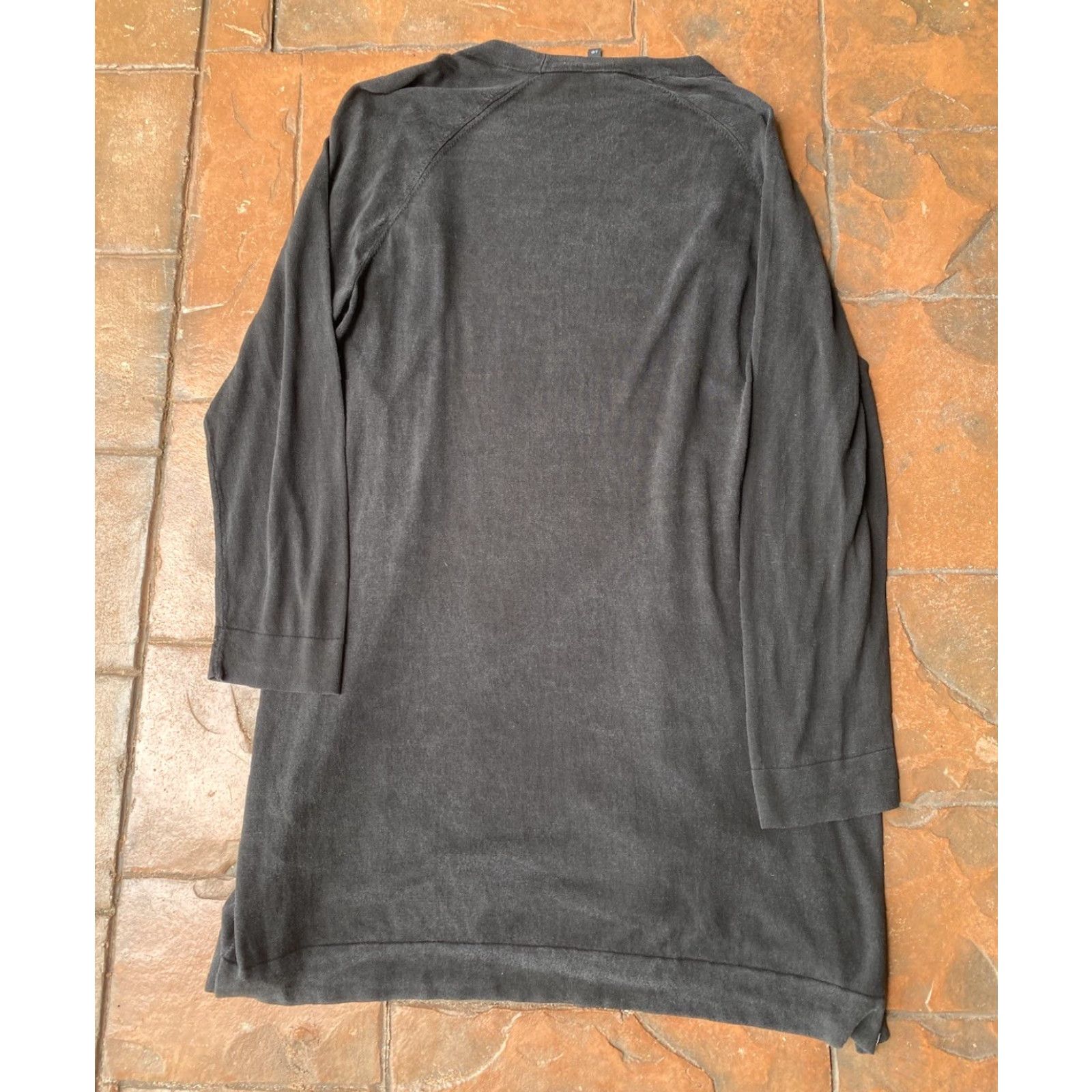 Eileen Fisher Eileen Fisher Tencel Long Cardigan Open Front Duster Womens Large Black Size L / US 10 / IT 46 - 3 Thumbnail