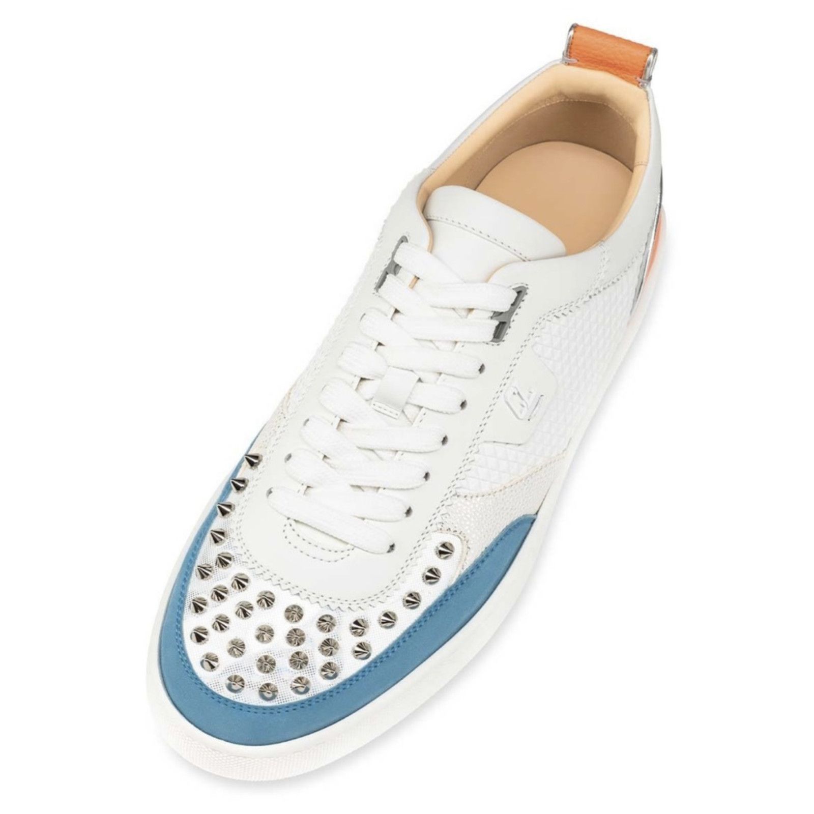 Christian Louboutin Christian Louboutin Mens Happyrui Spikes Flat White Blue Size US 11 / EU 44 - 6 Thumbnail
