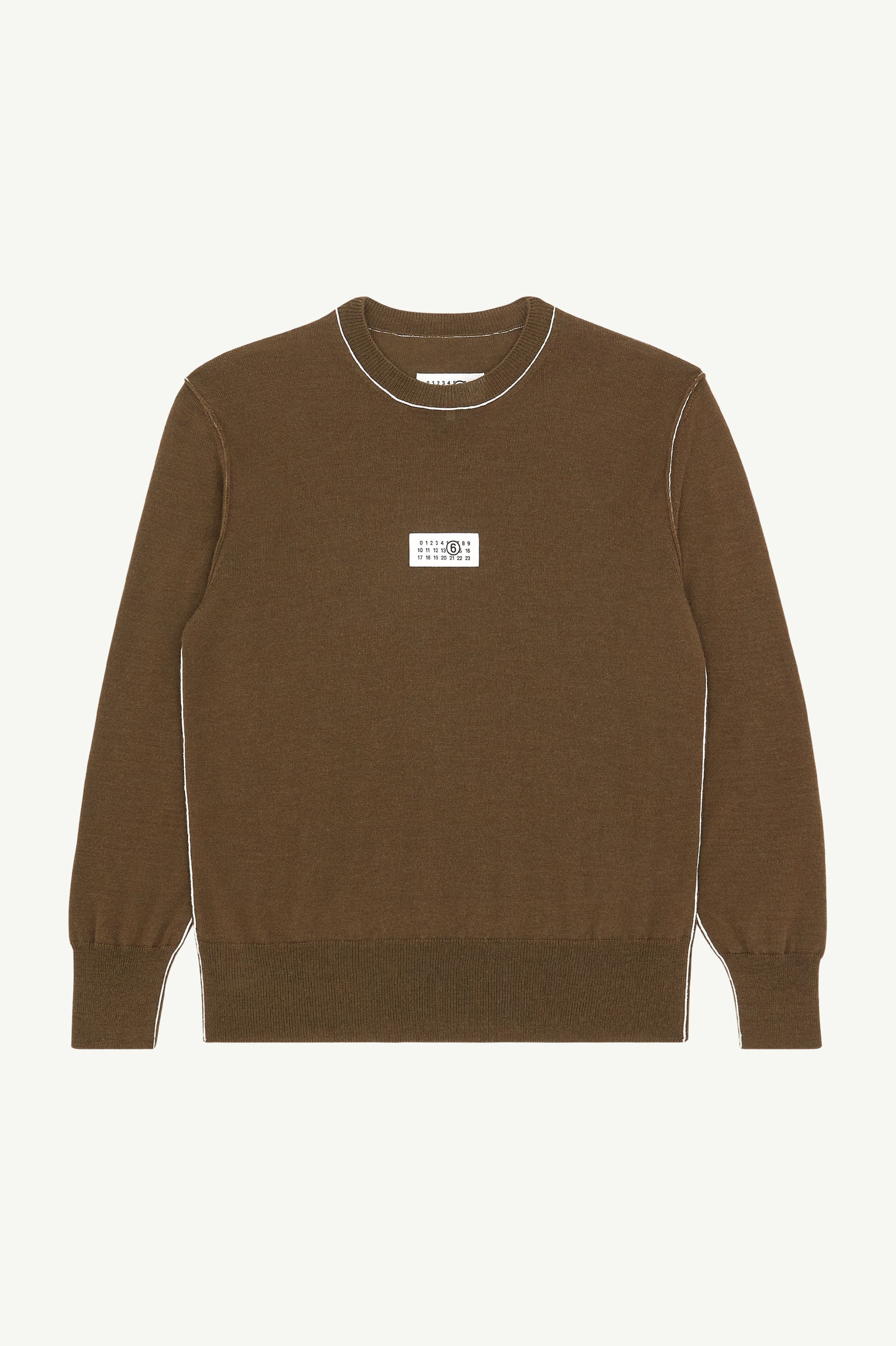 Maison Margiela oc11z0925 Fine Knit Contrasting Trim Jumper in Khaki Size US M / EU 48-50 / 2 - 1 Thumbnail