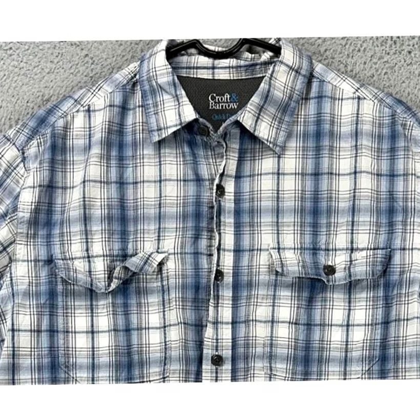 Croft & Barrow VINTAGE: Croft Barrow Quick Dry Shirt Mens Large Blue Plaid Vented Flap Pockets Size US L / EU 52-54 / 3 - 3 Thumbnail
