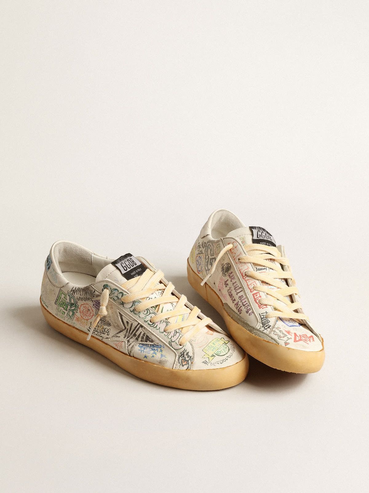 Golden Goose o1w1db10625 Super-Star in Nappa With Graffiti in Multicolor Size US 8 / EU 41 - 2 Thumbnail