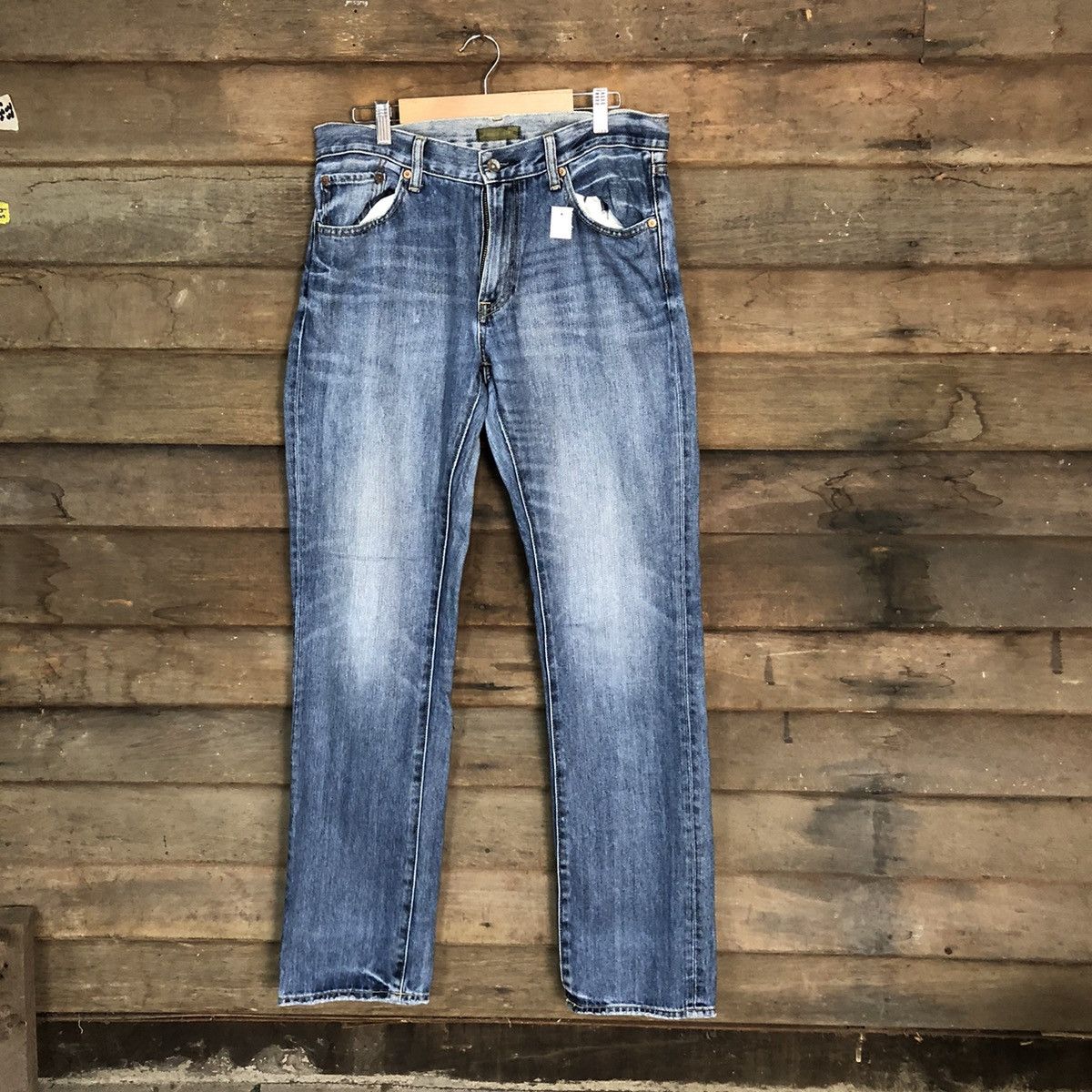 たえ Uniqlo Jeans vintage ripped faded Blue Denim Pants #7385