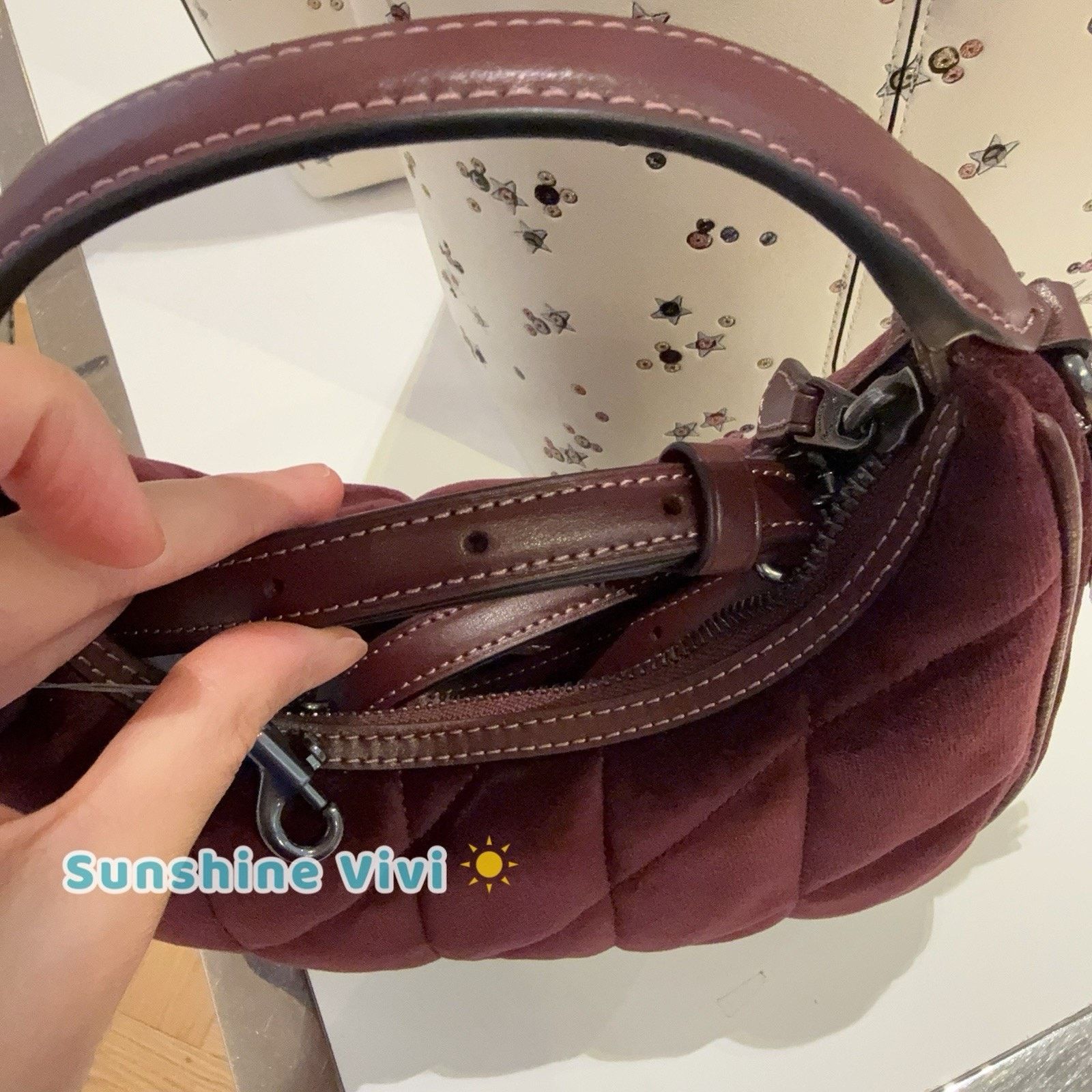 Coach NWT Coach Carmen Mini Crossbody Bag Quilting CCE61 Burgundy Size ONE SIZE - 6 Thumbnail