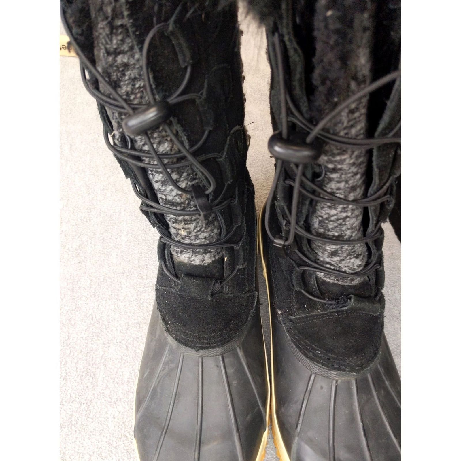 Vintage BEARPAW Snow Boots Womens Size 11 42 Black Suede Mid-Calf Waterproof Snow Boot Winter Outdoor Lined Fur Trim Shoes Mens Womens Boys Girls Size US 11 / IT 41 - 7 Thumbnail