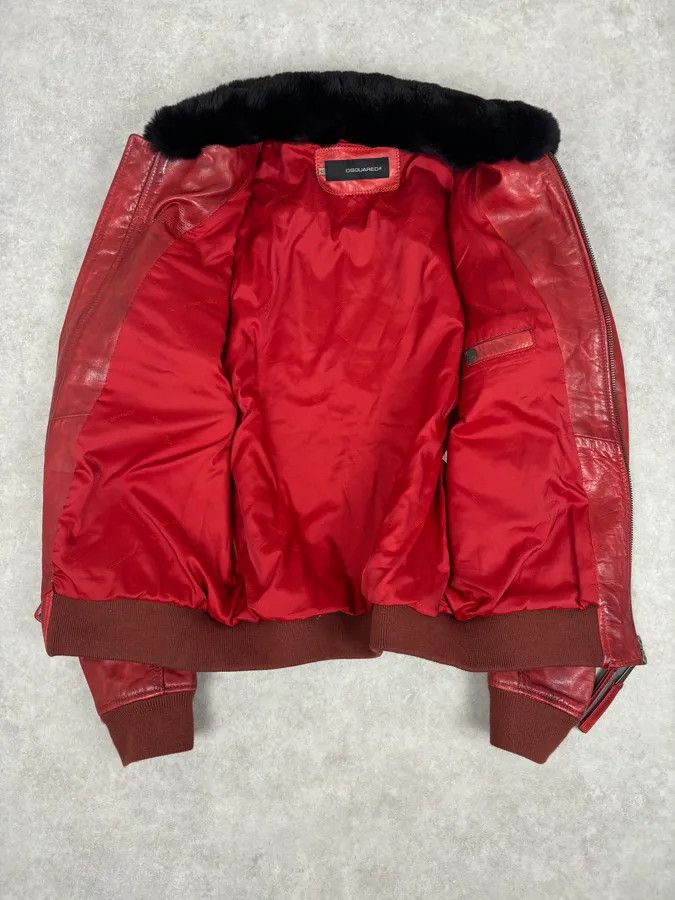 Dsquared2 AW2009 Dsquared2 Red Leather Fur Collar Jacket Size US M / EU 48-50 / 2 - 7 Thumbnail