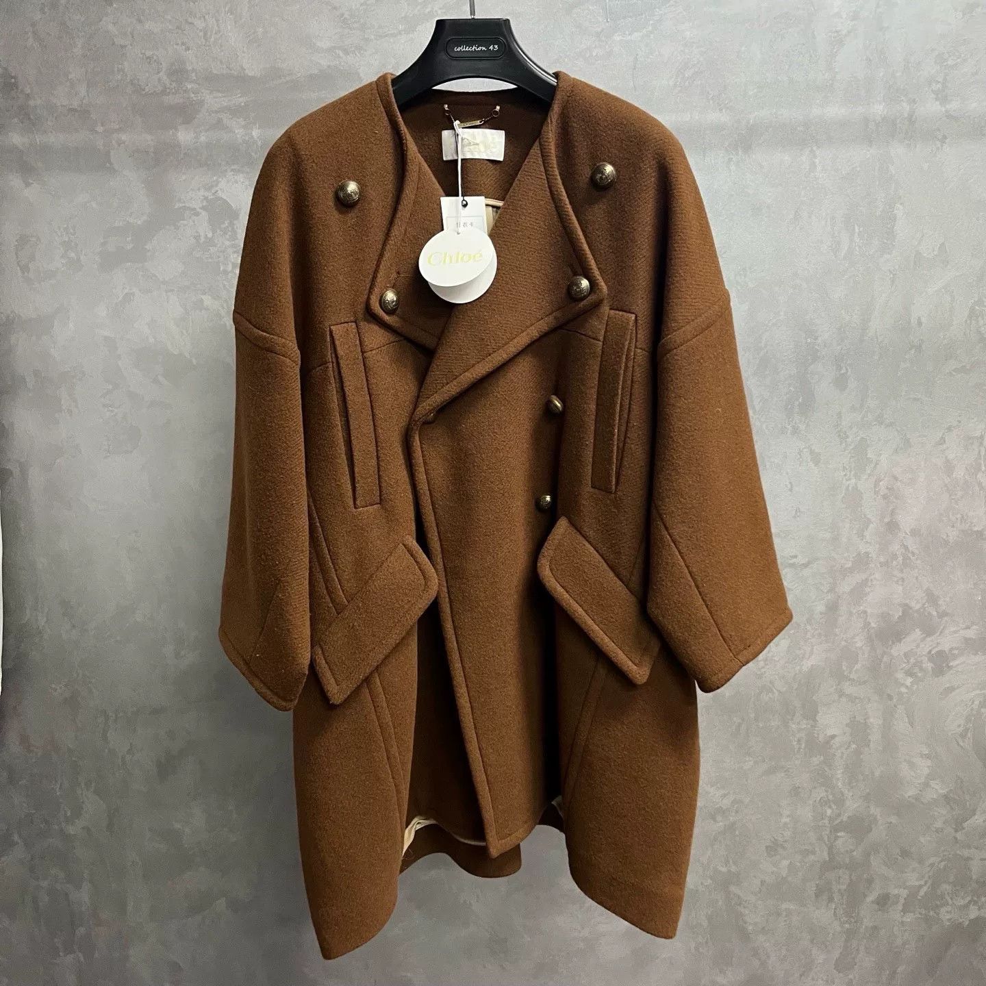 Chloe Chloe Brown Wool Double-Breasted Lapel Coat Size XS / US 0-2 / IT 36-38 - 1 Thumbnail