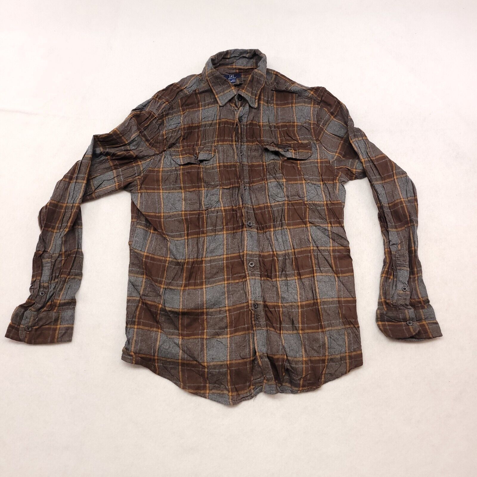 George George Casual Button Up Shirt Mens Size Large L Blue Brown Size US L / EU 52-54 / 3 - 2 Thumbnail