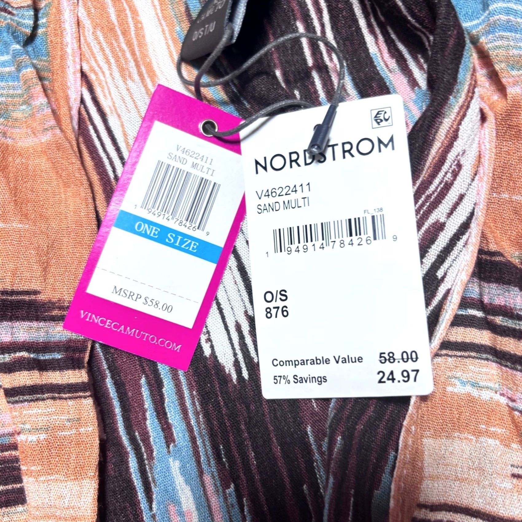 Vince Camuto Vince Camuto Kimono Cover Up Ikat Print Tassel Tie Sand Multi Women One Size NEW Size ONE SIZE - 5 Thumbnail