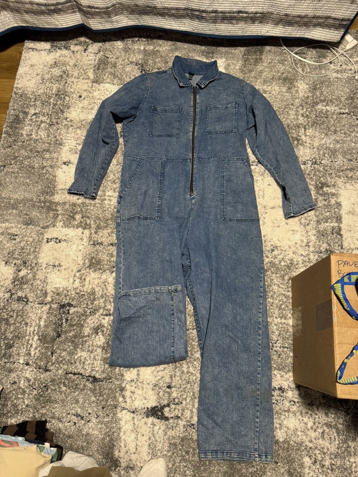 Vintage Full Denim Zip Up Jumpsuit Size US 36 / EU 52 - 1 Thumbnail
