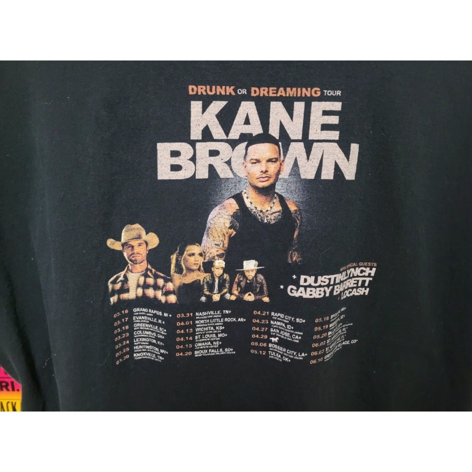 Gildan Kane Brown Drunk Or Dreaming 2023 Tour Concert T Shirt 5XL Gildan Black Cotton Graphic Tee Mens shirt Size US XXL / EU 58 / 5 - 4 Thumbnail