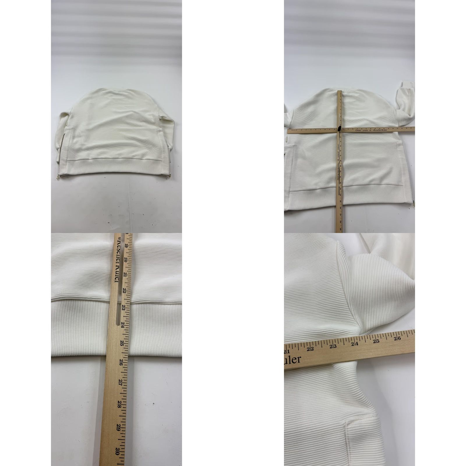 Varley Varley Sweatshirt Womens Medium White Textured Ribbed Side Zip Pullover Crewneck Size M / US 6-8 / IT 42-44 - 9 Thumbnail