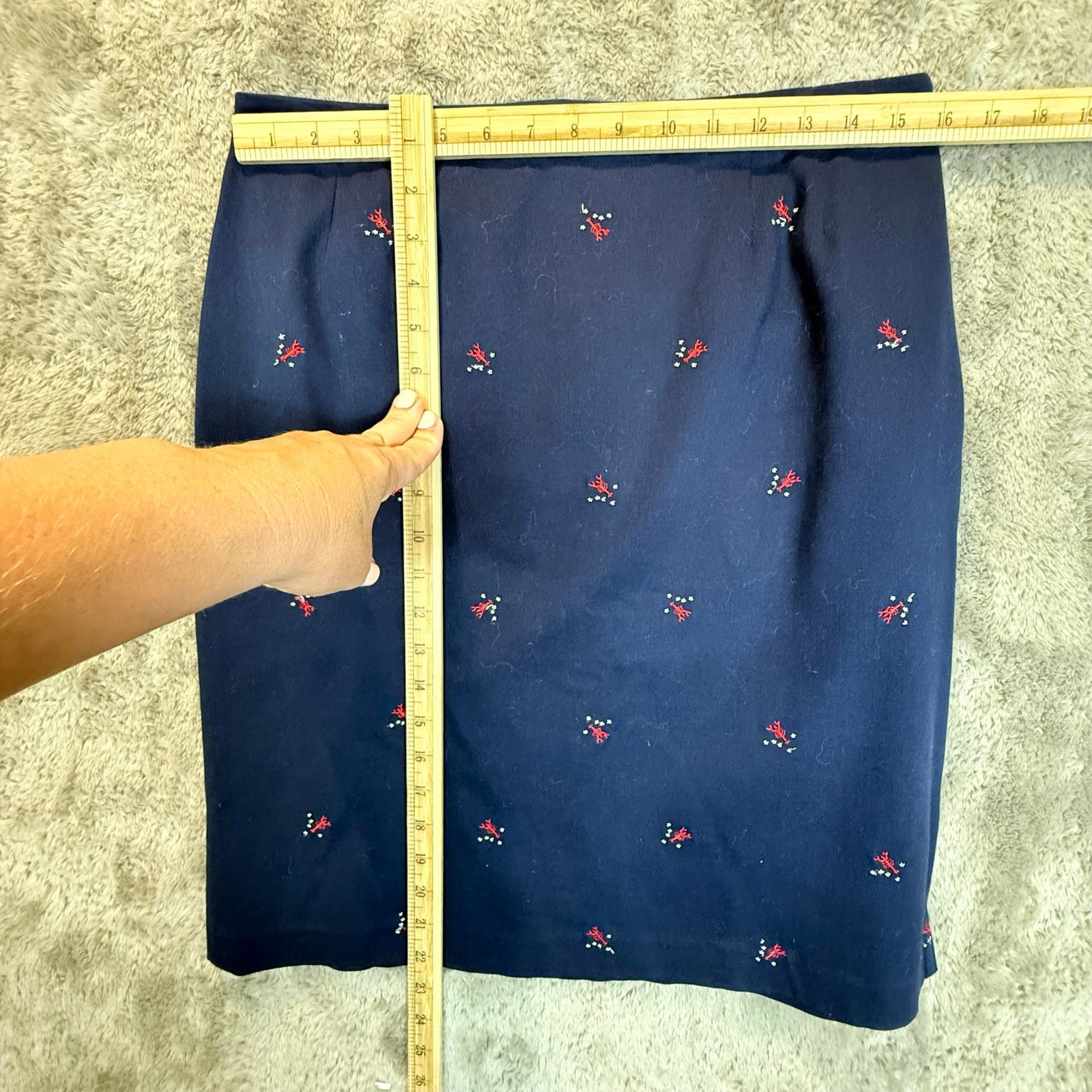 Other Marisa Christina Navy Blue Red Lobster Skirt Embroider 10 M Size 32" / US 10 / IT 46 - 8 Thumbnail