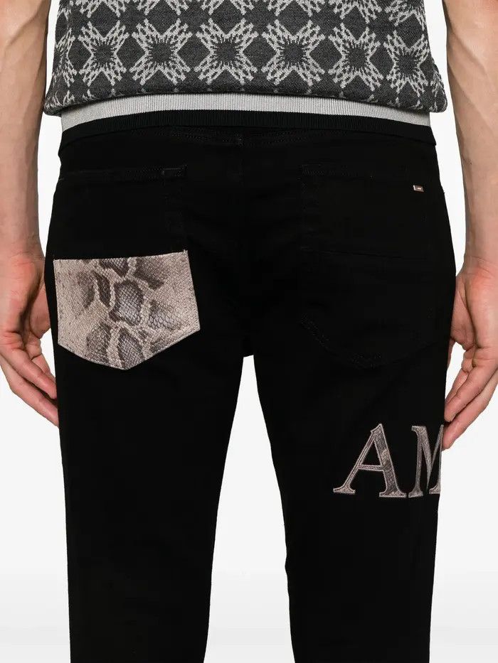 Amiri o1orln0326 Snake Logo Jeans in Black Size US 35 - 5 Thumbnail