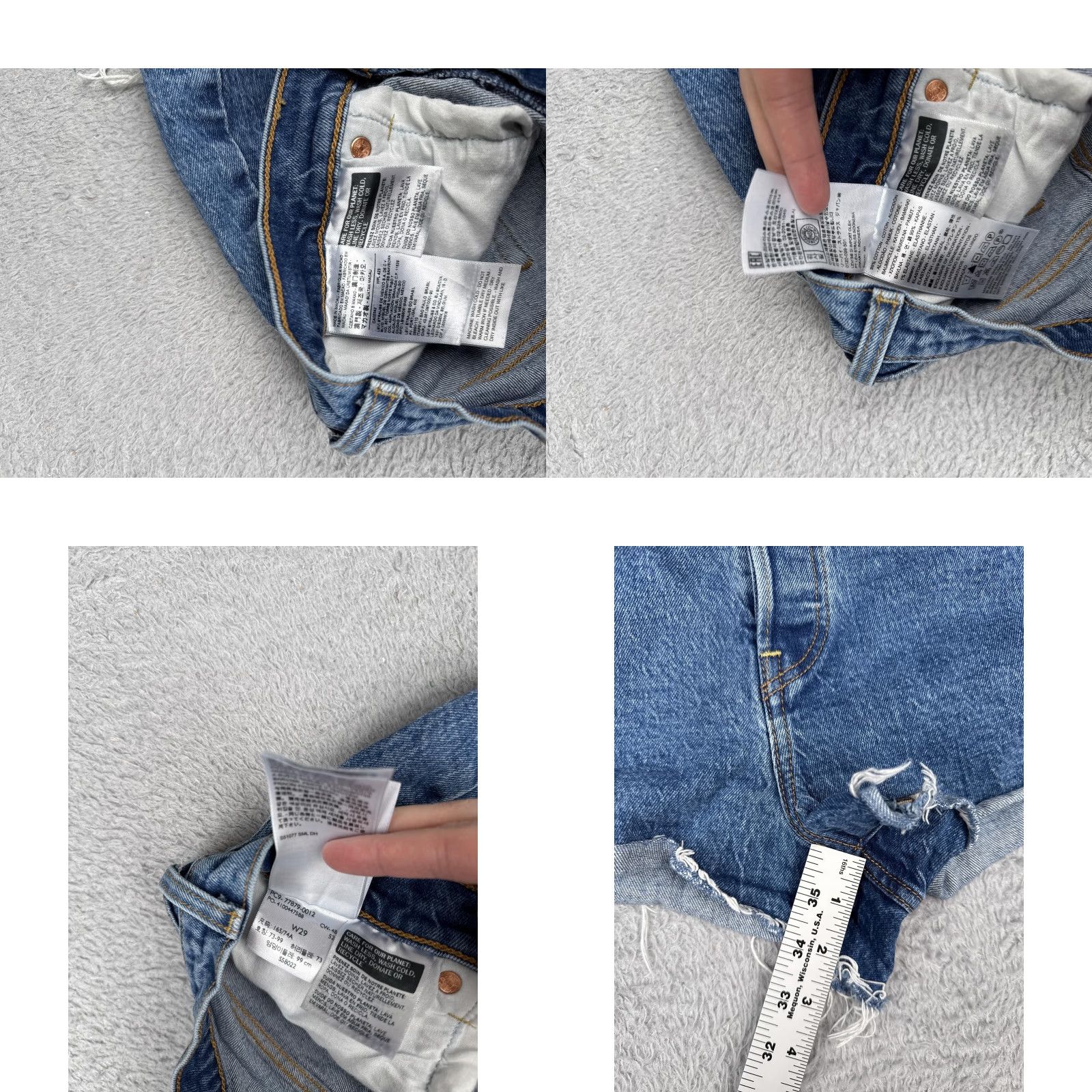 Levi's Levis Premium Ribcage Shorts Womens 29 Blue Denim Button Fly High Rise 5-Pocket Casua l Shorts Size 29" - 8 Thumbnail