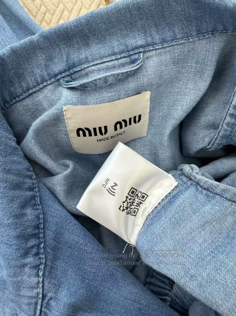 Miu Miu Miu Miu 38 Letter logo embroidered short denim jacket Size M / US 6-8 / IT 42-44 - 2 Thumbnail