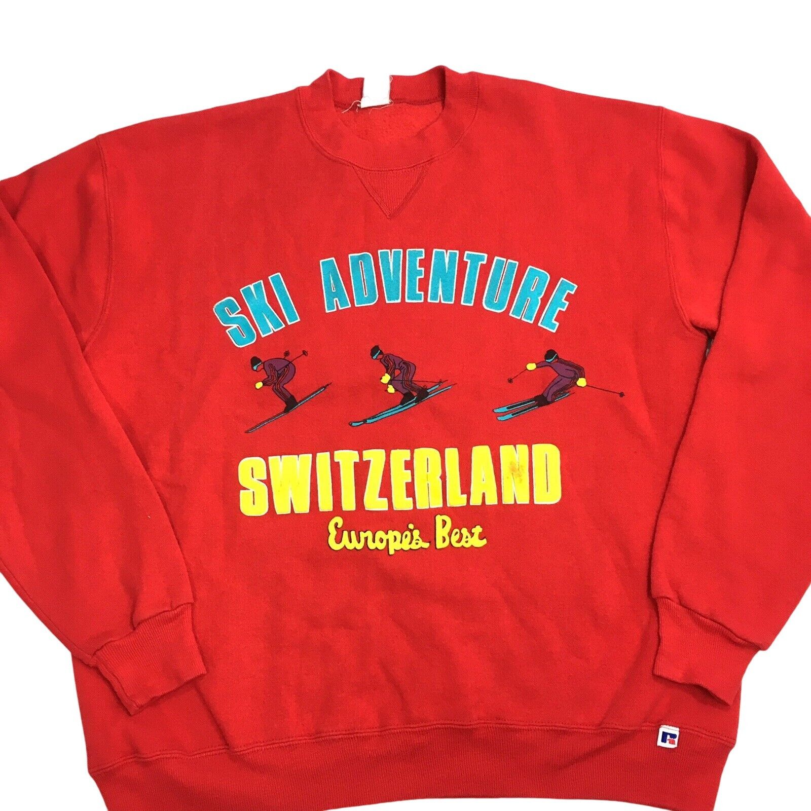 Russell Athletic Vtg Russell SKI ADVENTURE Switzerland V Stitch Sweatshirt Size US L / EU 52-54 / 3 - 2 Thumbnail