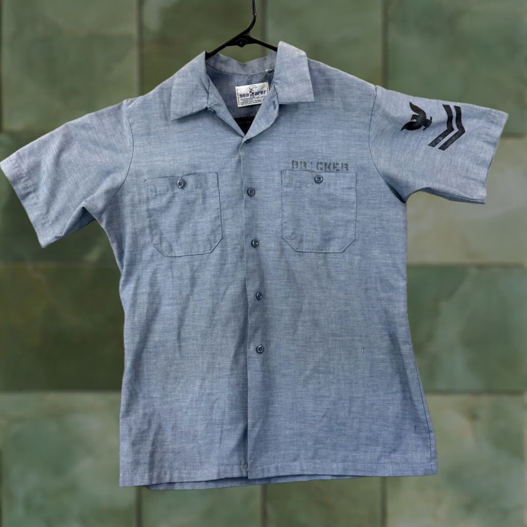 Vintage VINTAGE Seafarer Shirt Mens M Chambray Button Up 60s USA Navy Seafarer Chambray Button-Up Blue Misc 60s Military Size US M / EU 48-50 / 2 - 1 Thumbnail