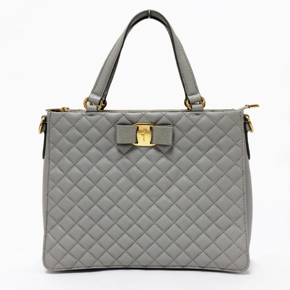 Salvatore Ferragamo Salvatore Ferragamo Pearl Grey Leather Bag Size ONE SIZE - 1 Thumbnail
