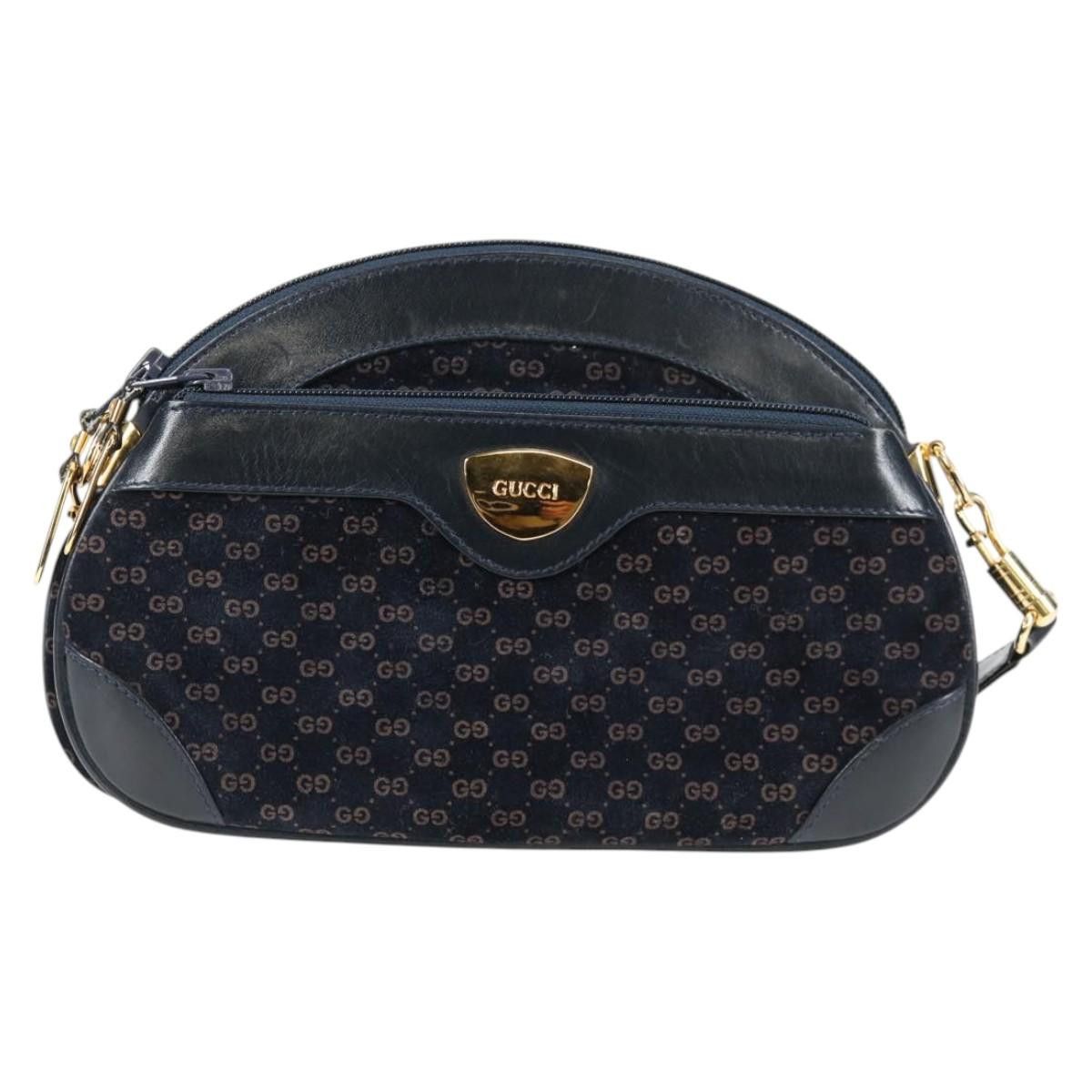 Gucci GUCCI Micro GG Canvas Shoulder Bag Suede Navy Gold 001 261 Size ONE SIZE - 2 Thumbnail