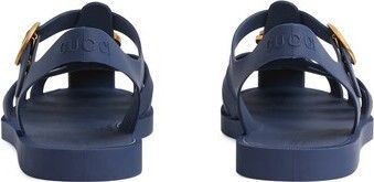 Gucci o1loc1c0625 Double G Rubber Sandals in Blue Size US 10.5 / EU 43-44 - 2 Thumbnail