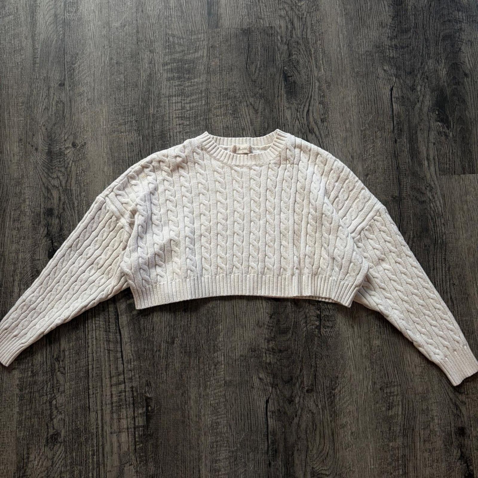 Other Altard state cream cable knit cropped sweater Size M / US 6-8 / IT 42-44 - 2 Thumbnail